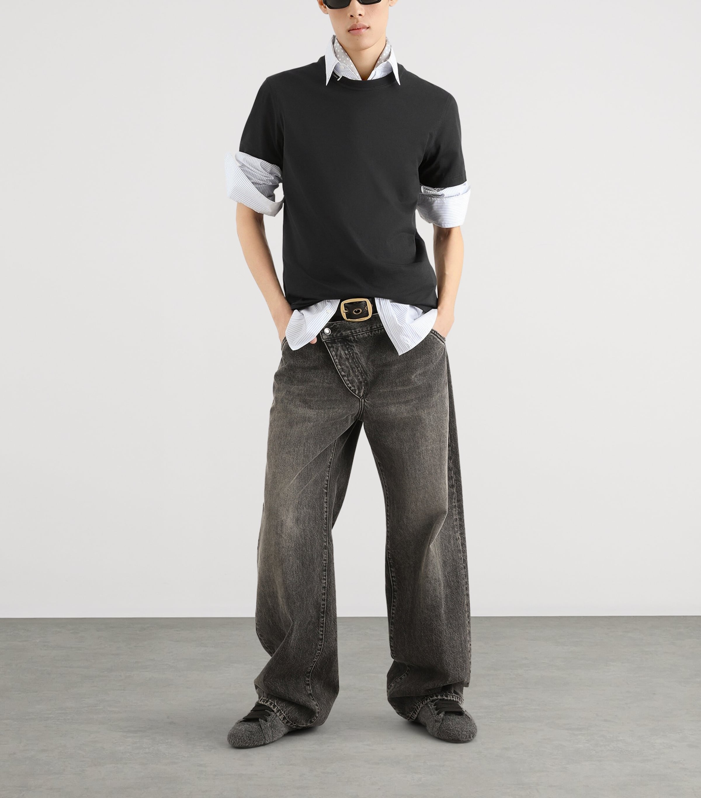 Dolce&Gabbana Mens Label-Detail T-Shirt Very Dark Blue Image 2
