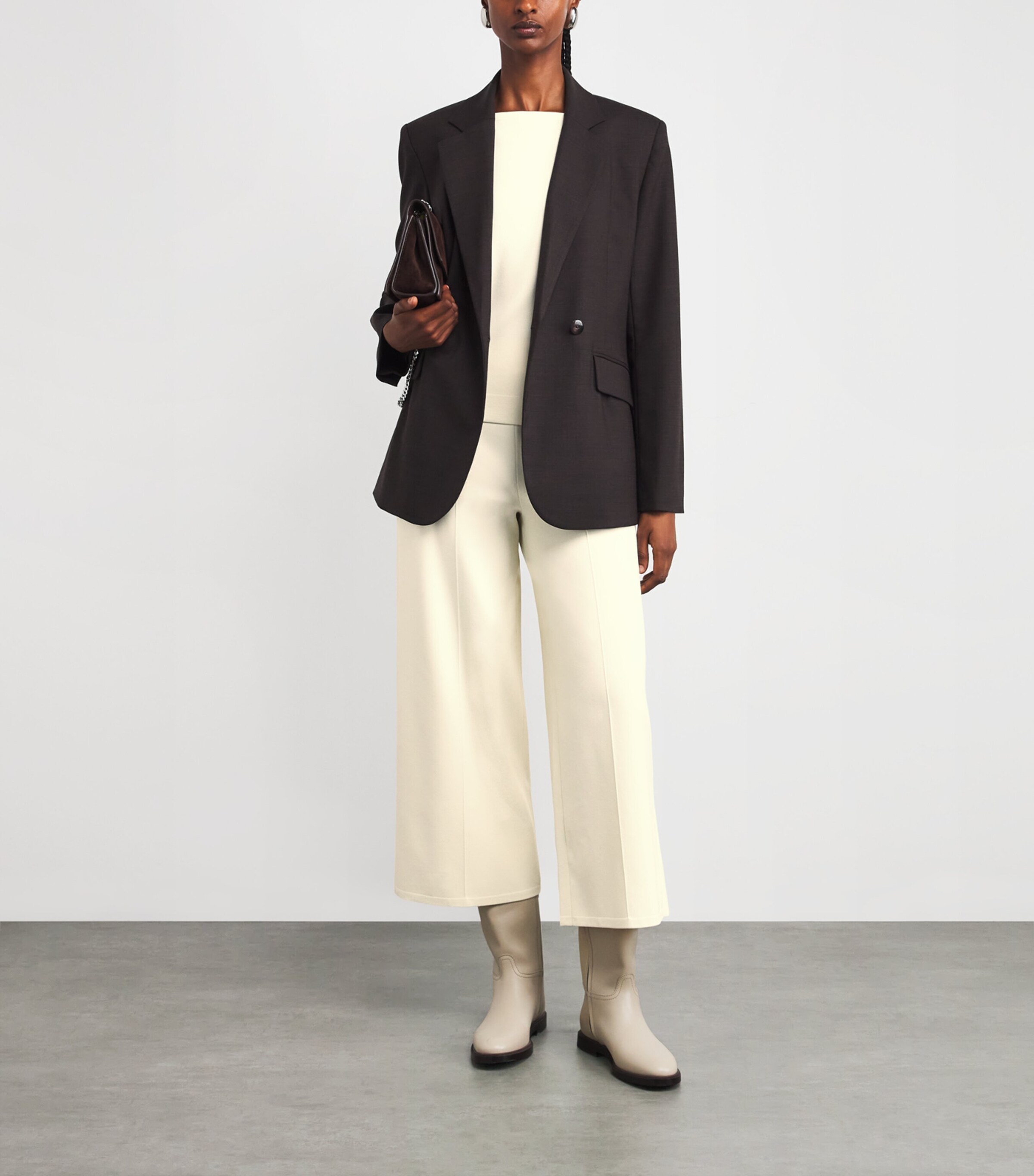 Stretch-Knit Wide-Leg Trousers IVORY Image 2