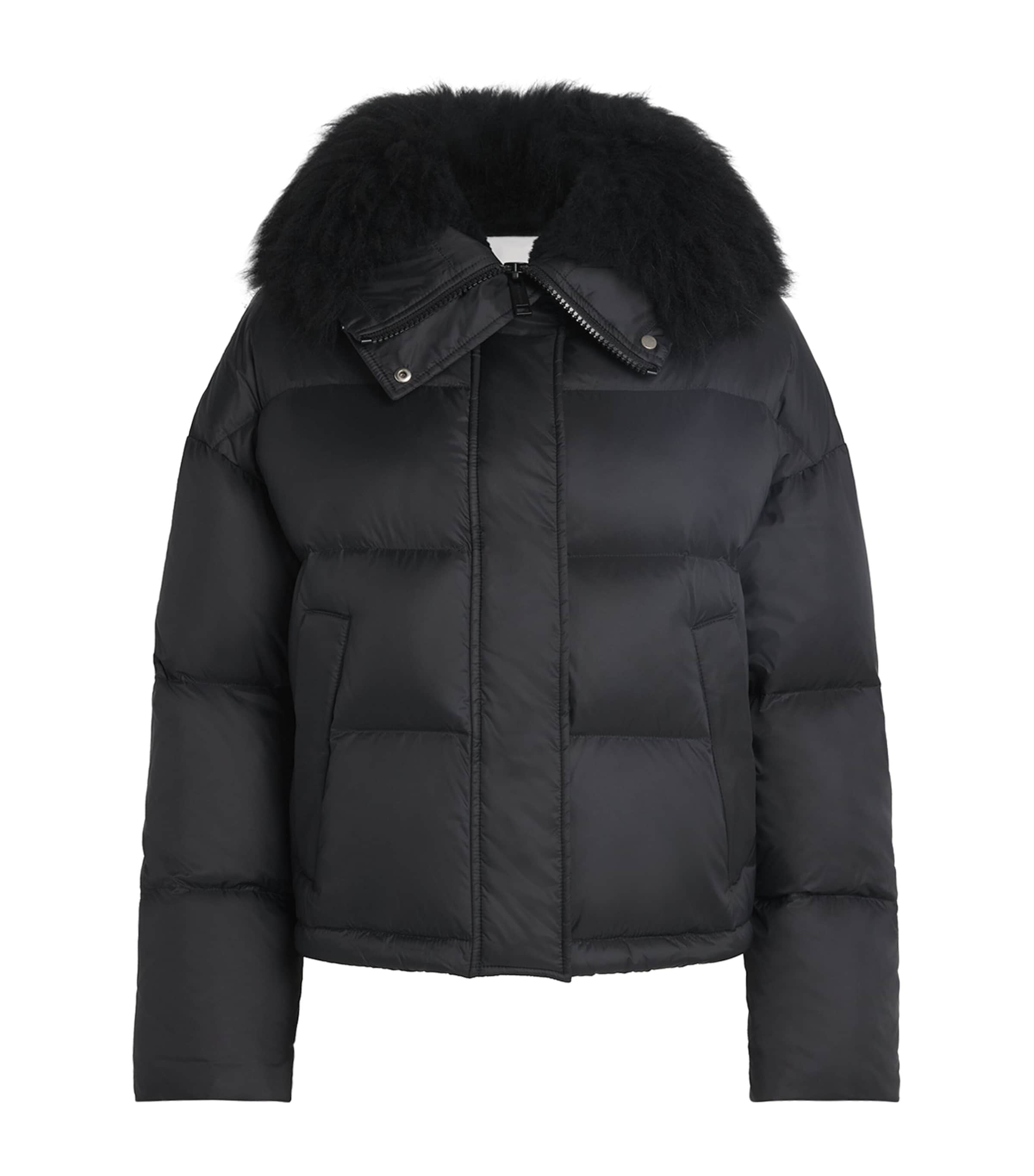 Yves Salomon Waterproof Fur-trim Down Jacket In Black