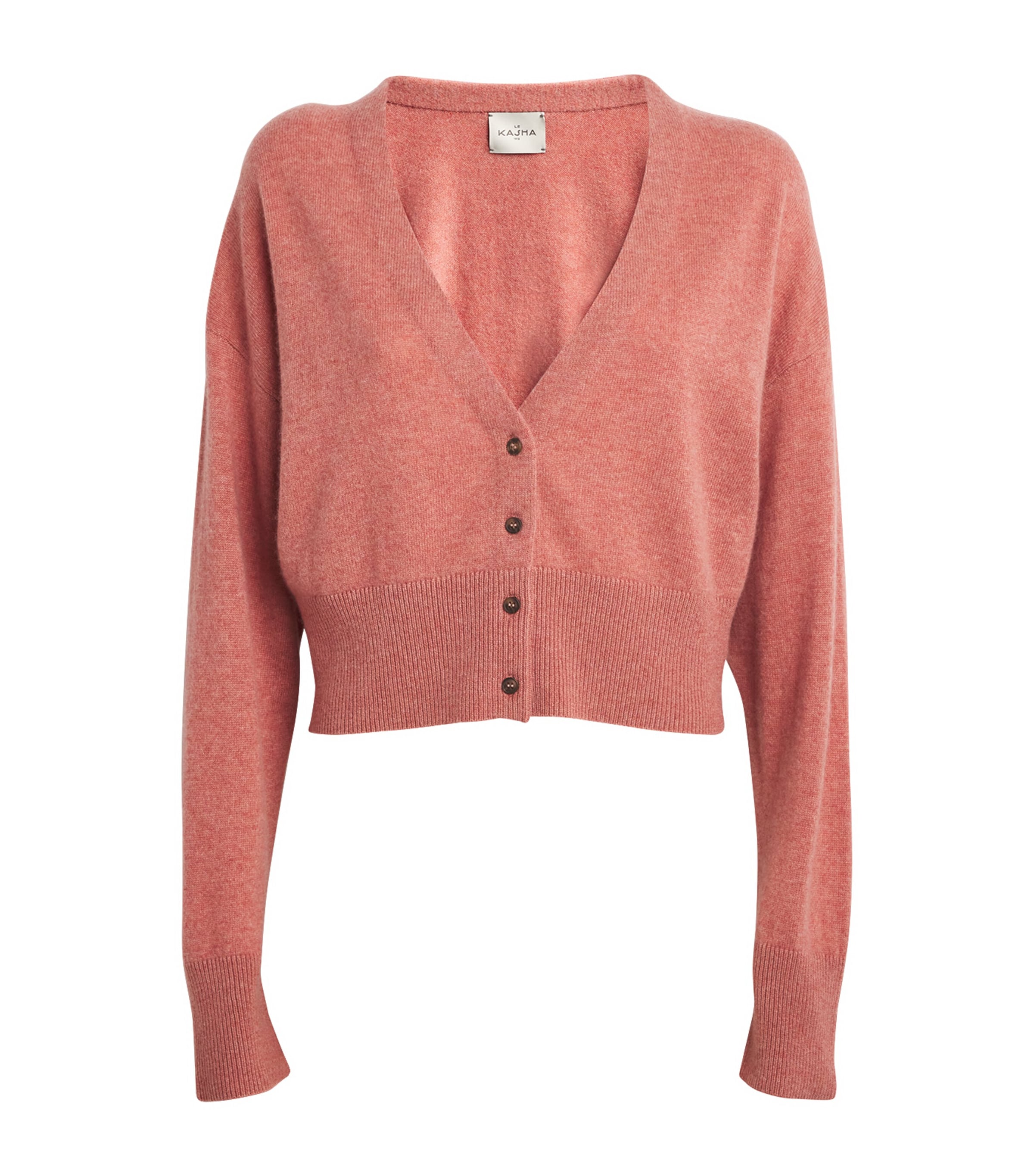 Shop Le Kasha Organic Cashmere Cropped Cardigan In Pink