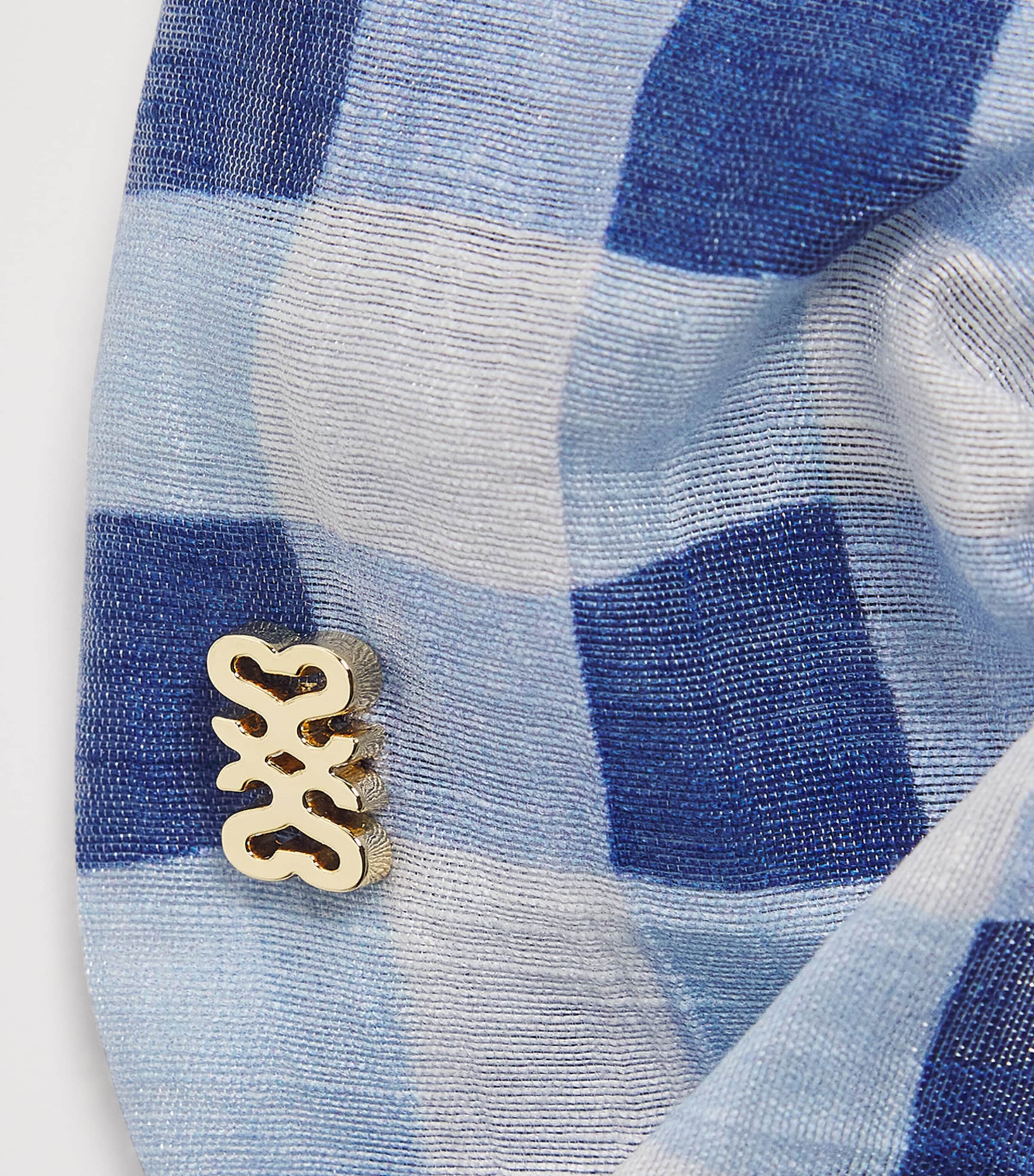 Linen-Blend Gingham Scrunchie BLU / WHITE Image 5