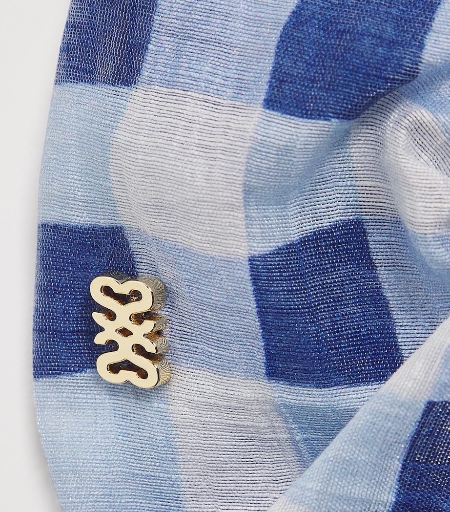 Linen-Blend Gingham Scrunchie BLU / WHITE Image 5