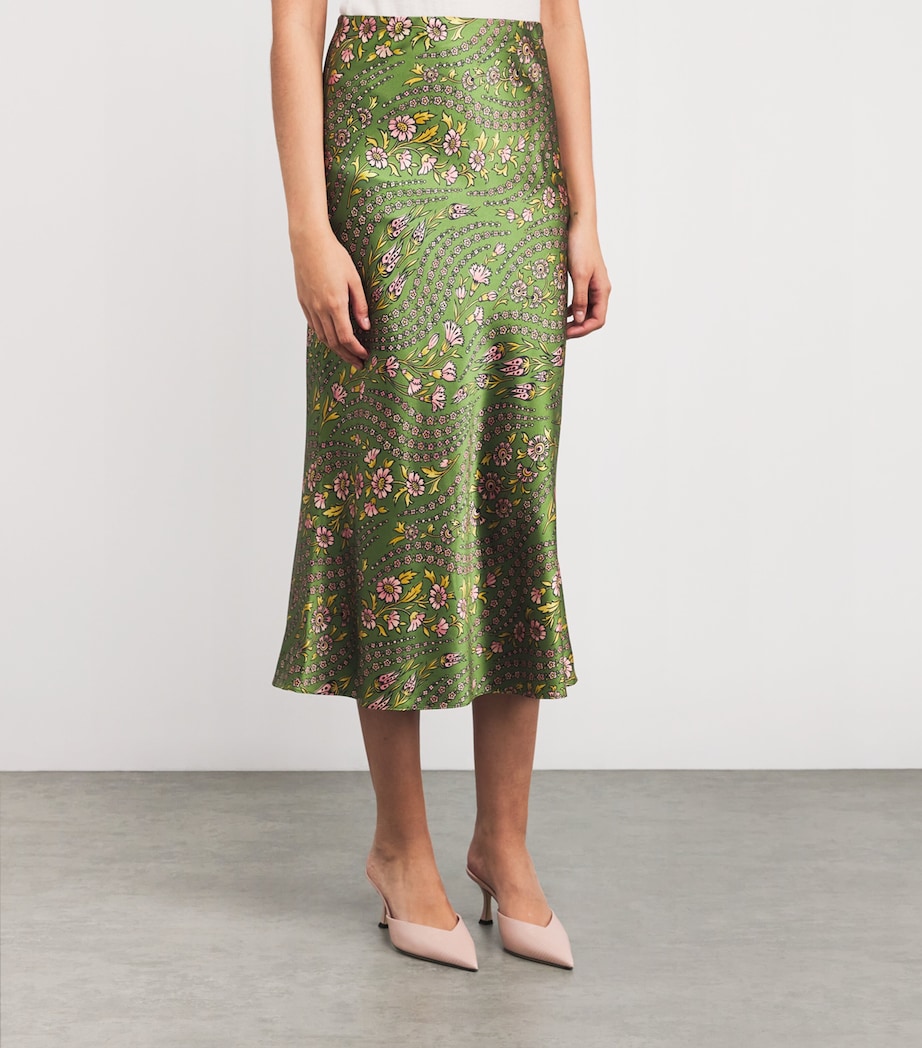 Veronica Beard Womens Silk-Blend Clover Midi Skirt Lemngrss Multi Image 3