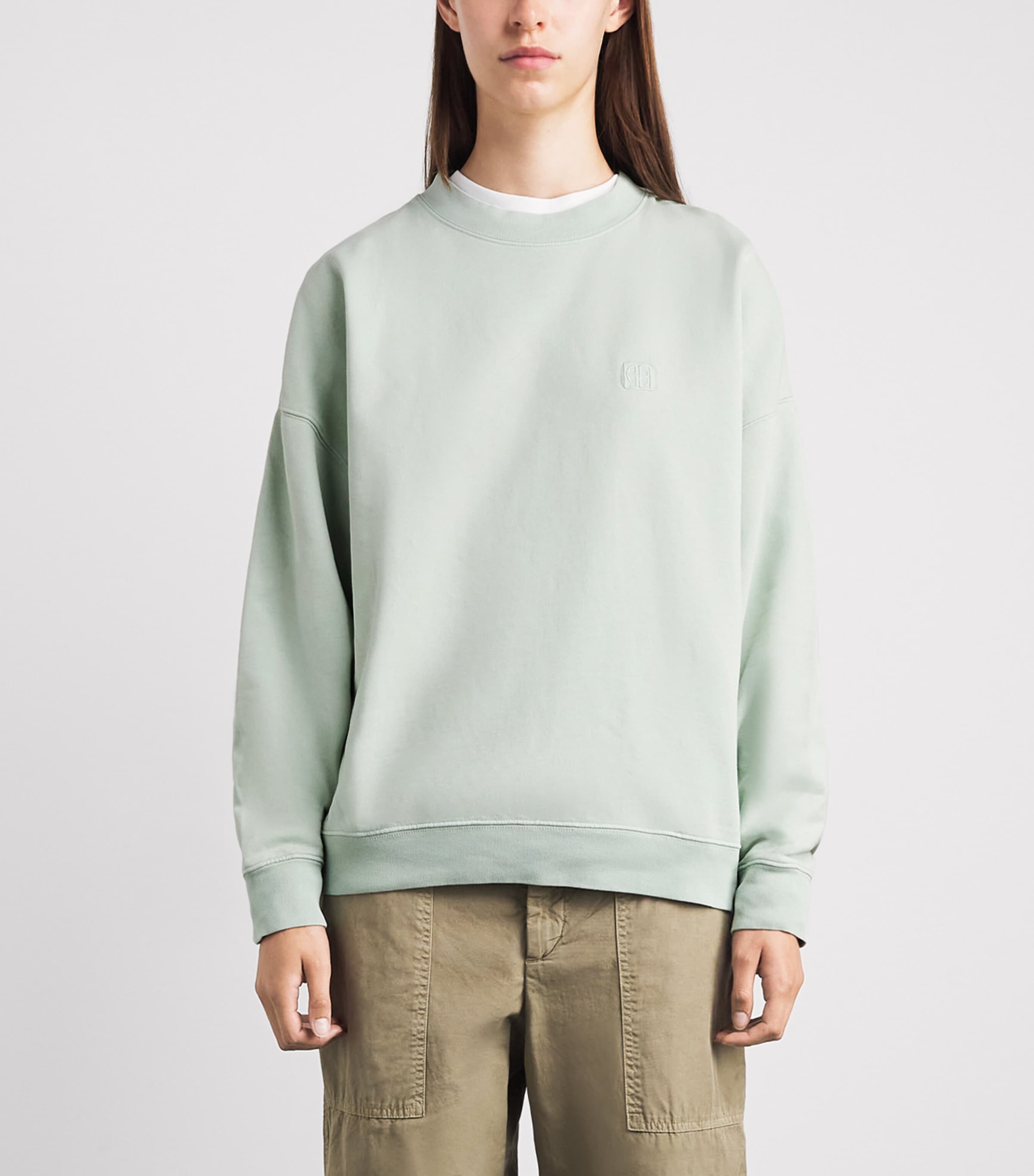 ANINE BING Womens Cotton Miles Sweatshirt Green Image 4