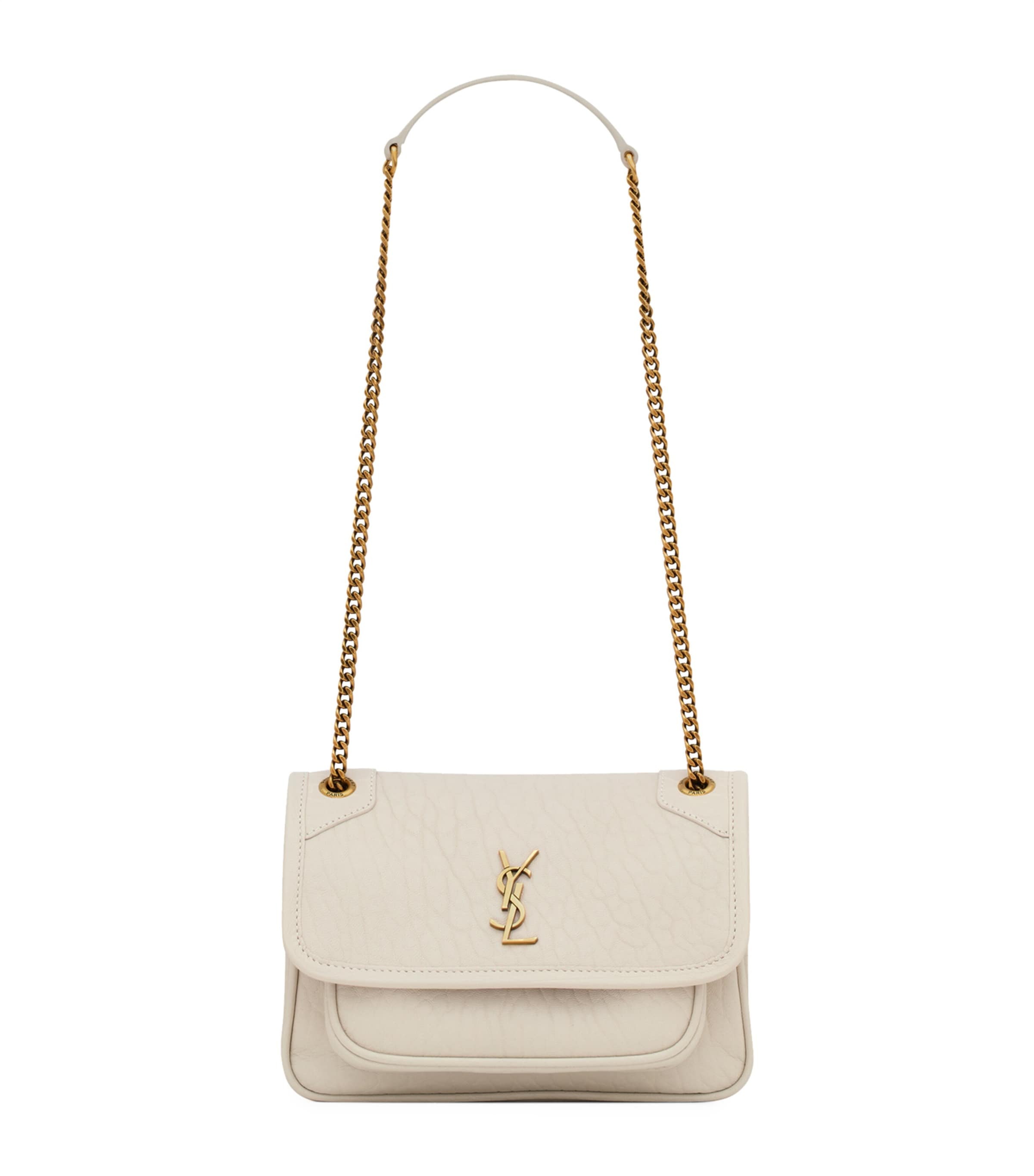 Saint Laurent Mini Leather Niki Shoulder Bag In White