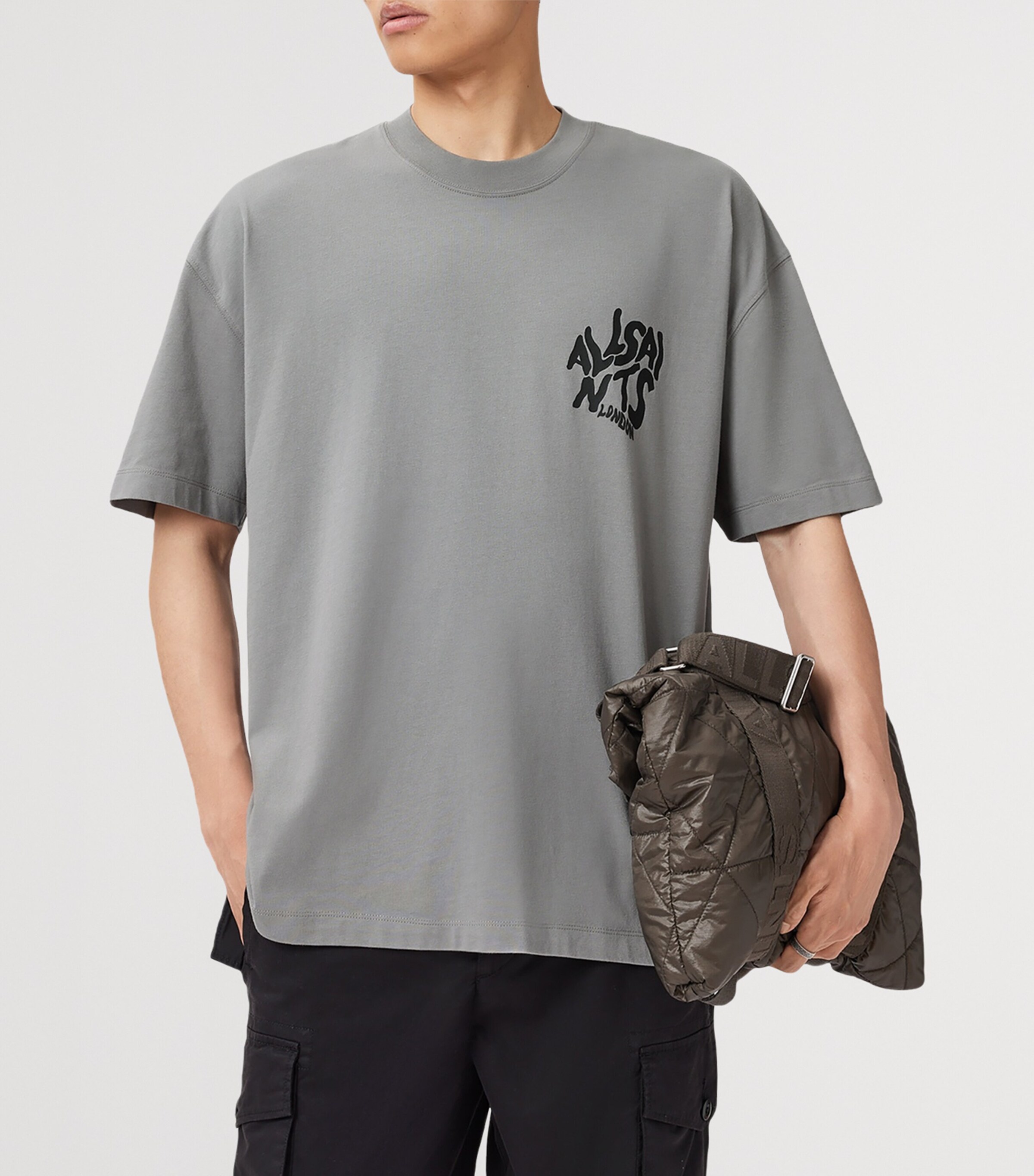 AllSaints Mens Organic Cotton Orlando T-Shirt March Grey Image 5