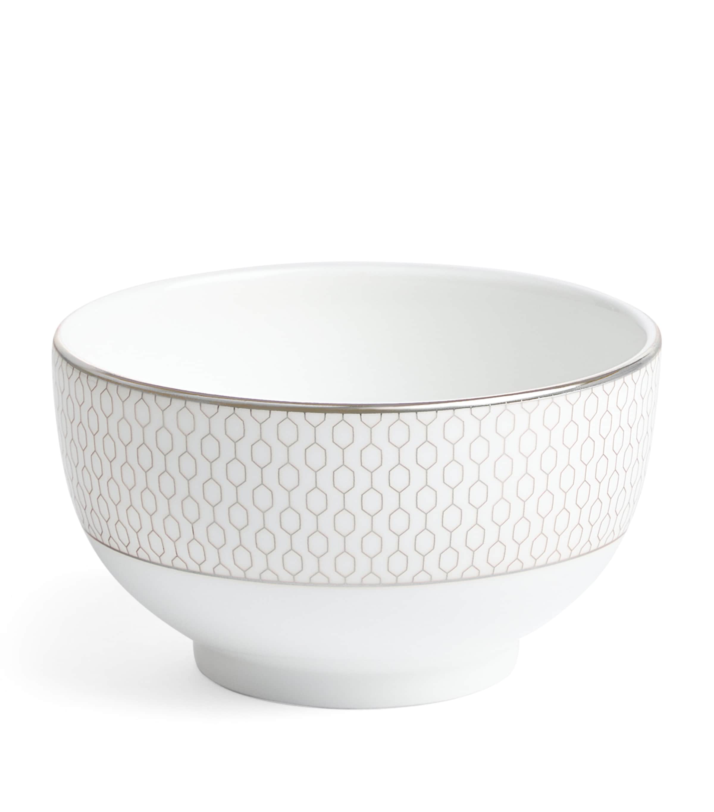 Wedgwood Gio Platinum Metallic Geometric-pattern Bone-china Bowl 11cm In White