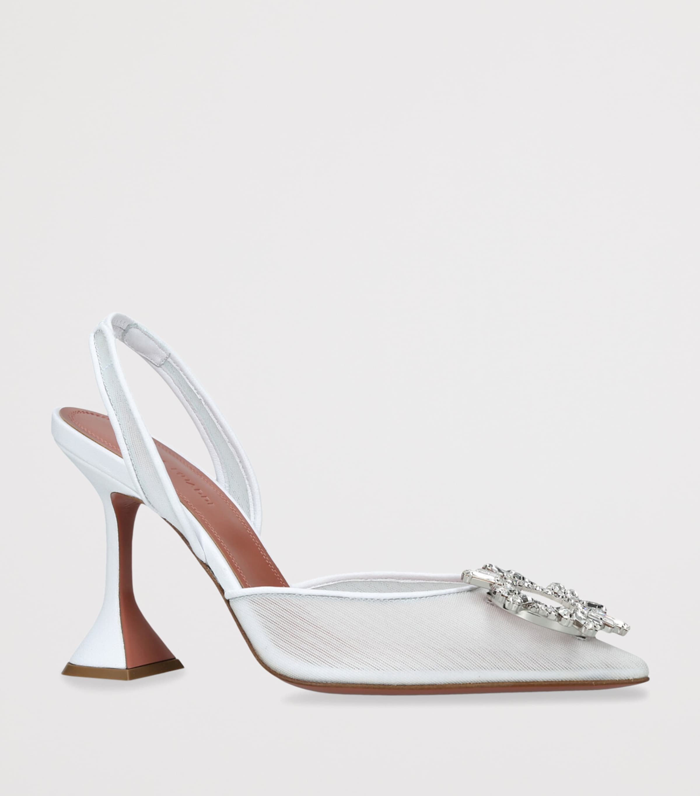 Amina Muaddi Mesh Begum Slingback Pumps 95 White Image 3