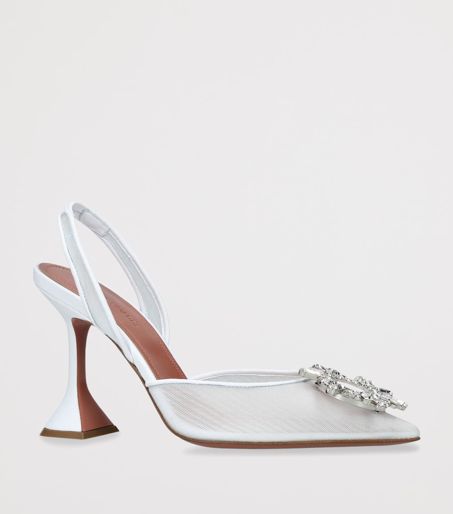 Amina Muaddi Mesh Begum Slingback Pumps 95 White Image 3