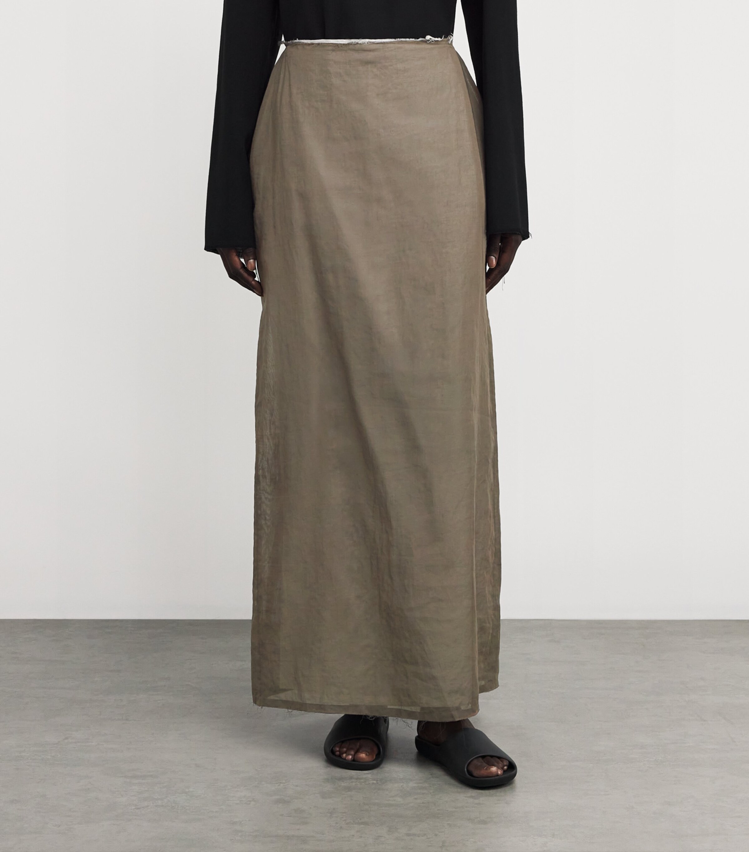 The Row Womens Zaira Raw-Hem Maxi Skirt Brown Image 3