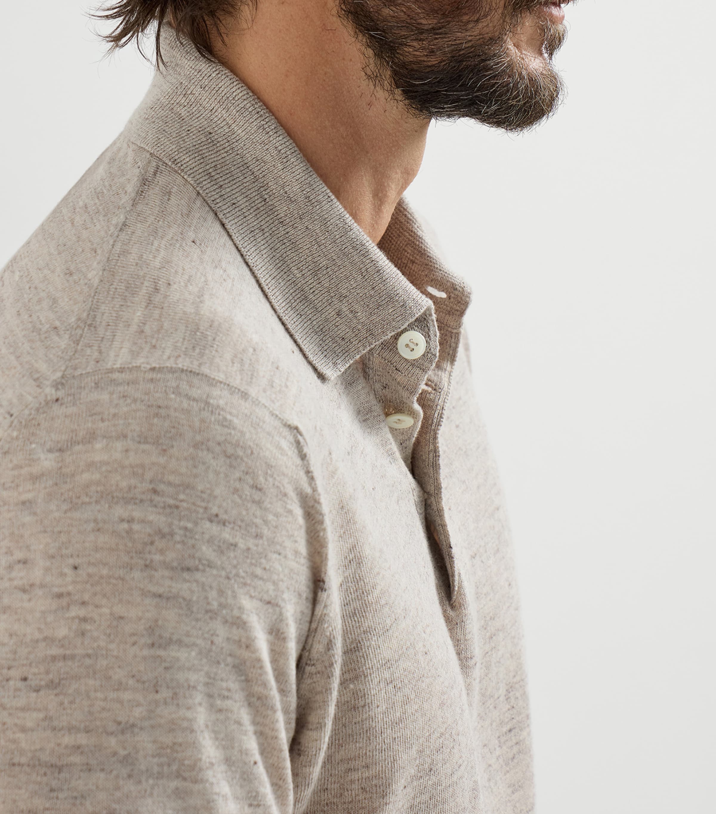 Linen-Cotton Polo Sweater C7950 Image 6