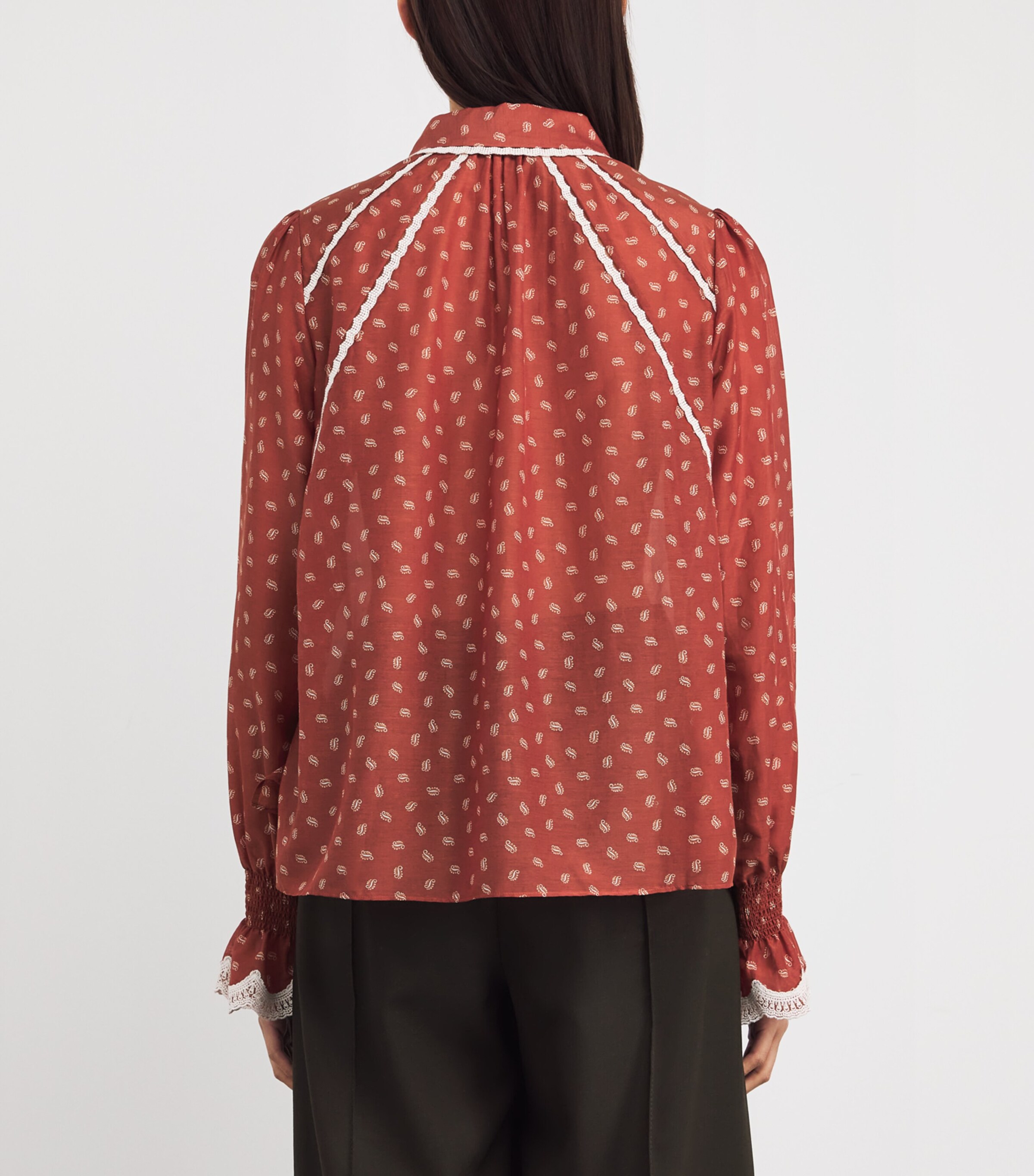 ME+EM Womens Cotton-Silk Paisley Blouse Orange Multi Image 4