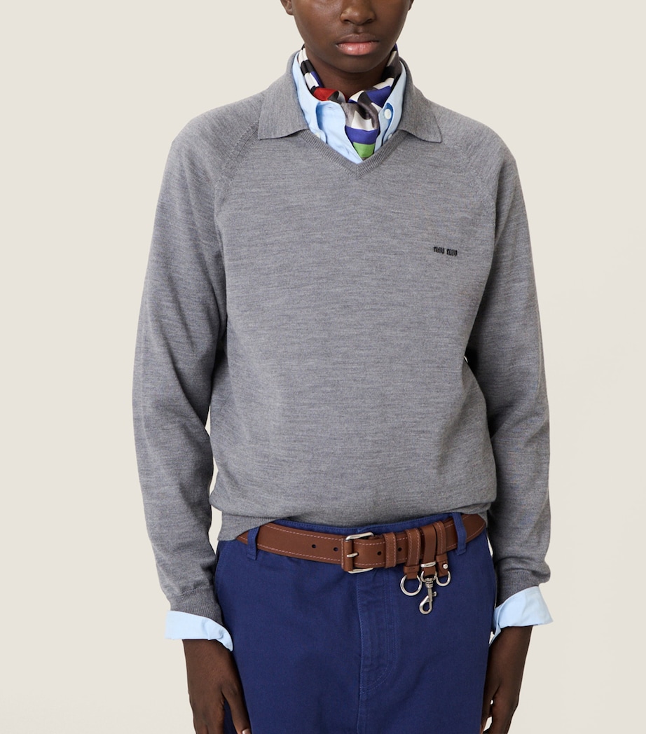 Miu Miu Womens Wool Polo Sweater Image 2