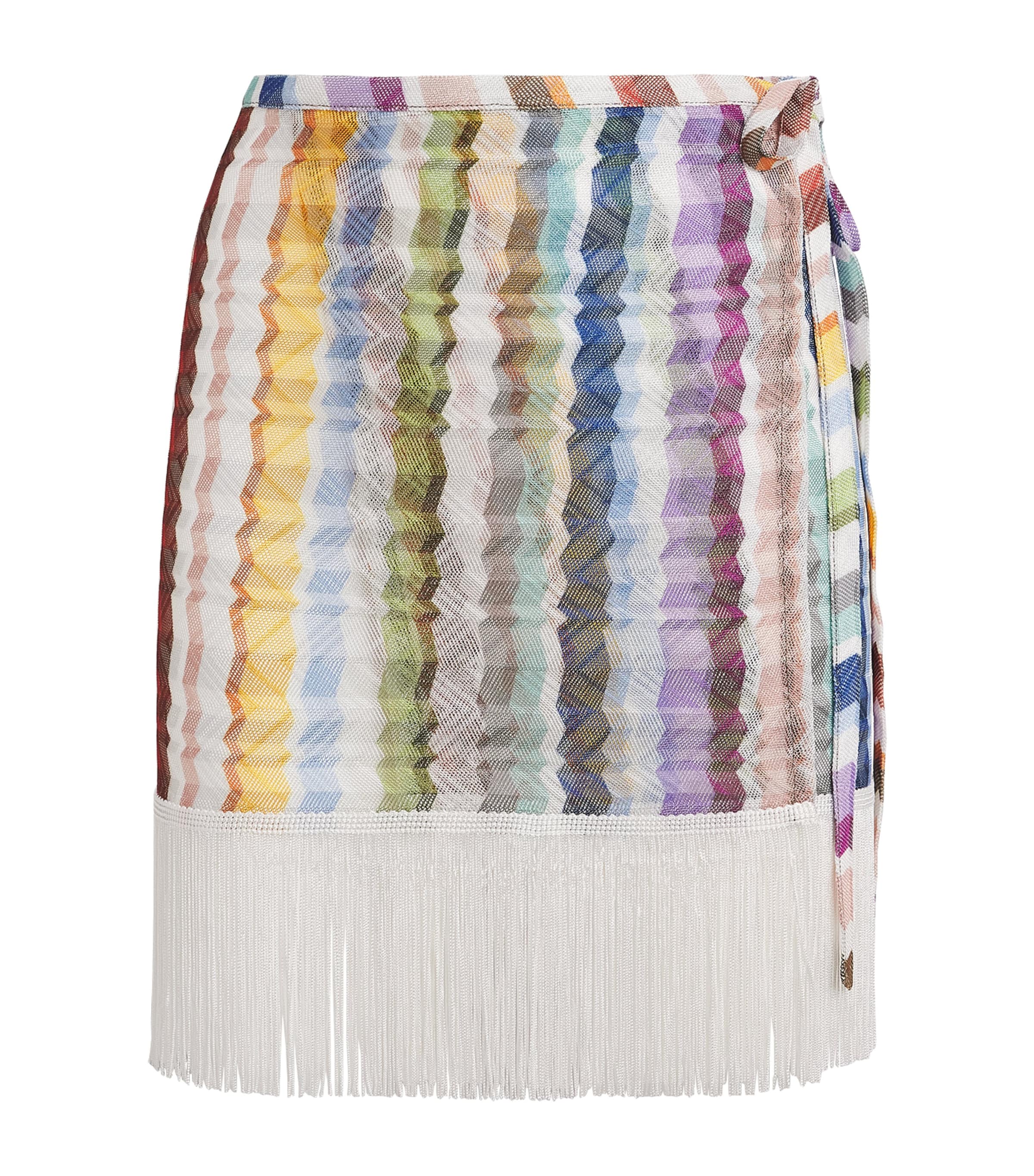 Missoni Womens Zigzag Fringe-Trim Pareo Mini Skirt Multicolor Image 1