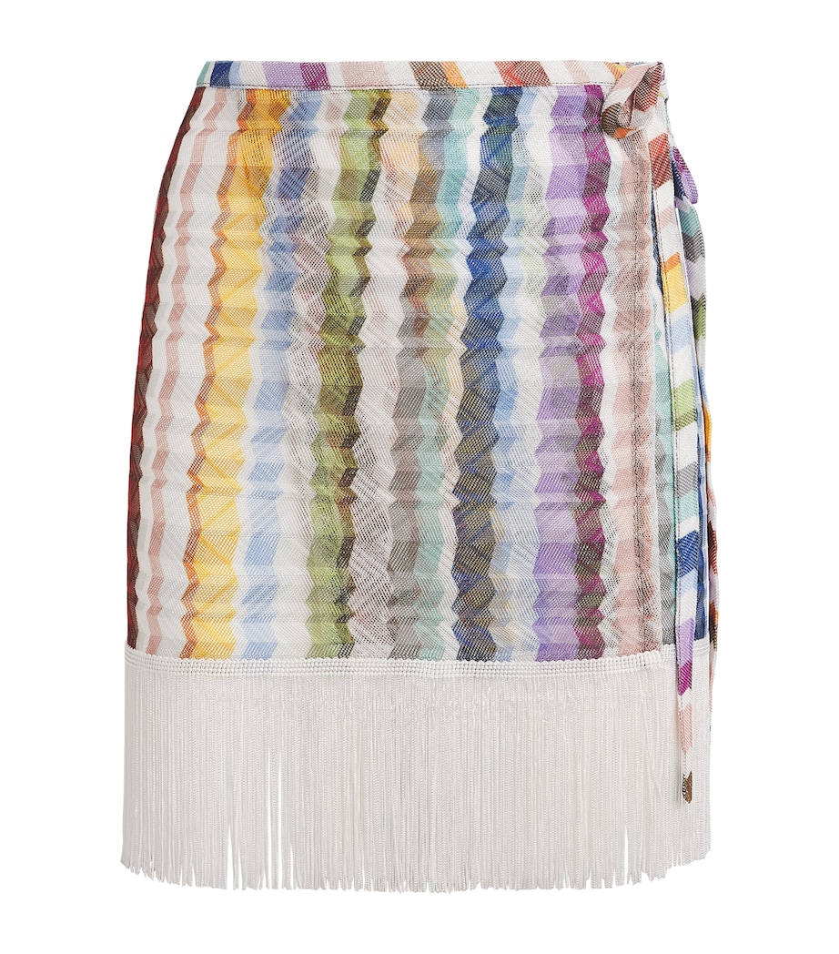 Missoni Womens Zigzag Fringe-Trim Pareo Mini Skirt Multicolor Image 1