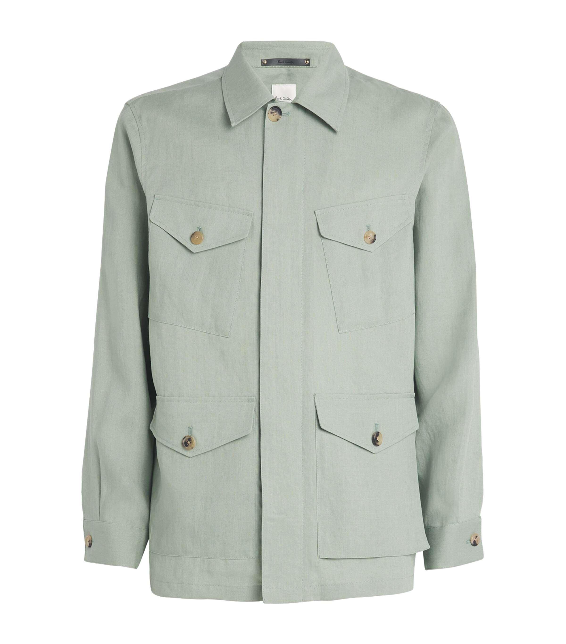 Linen Overshirt 34A_LT GREYISH GREEN Image 1