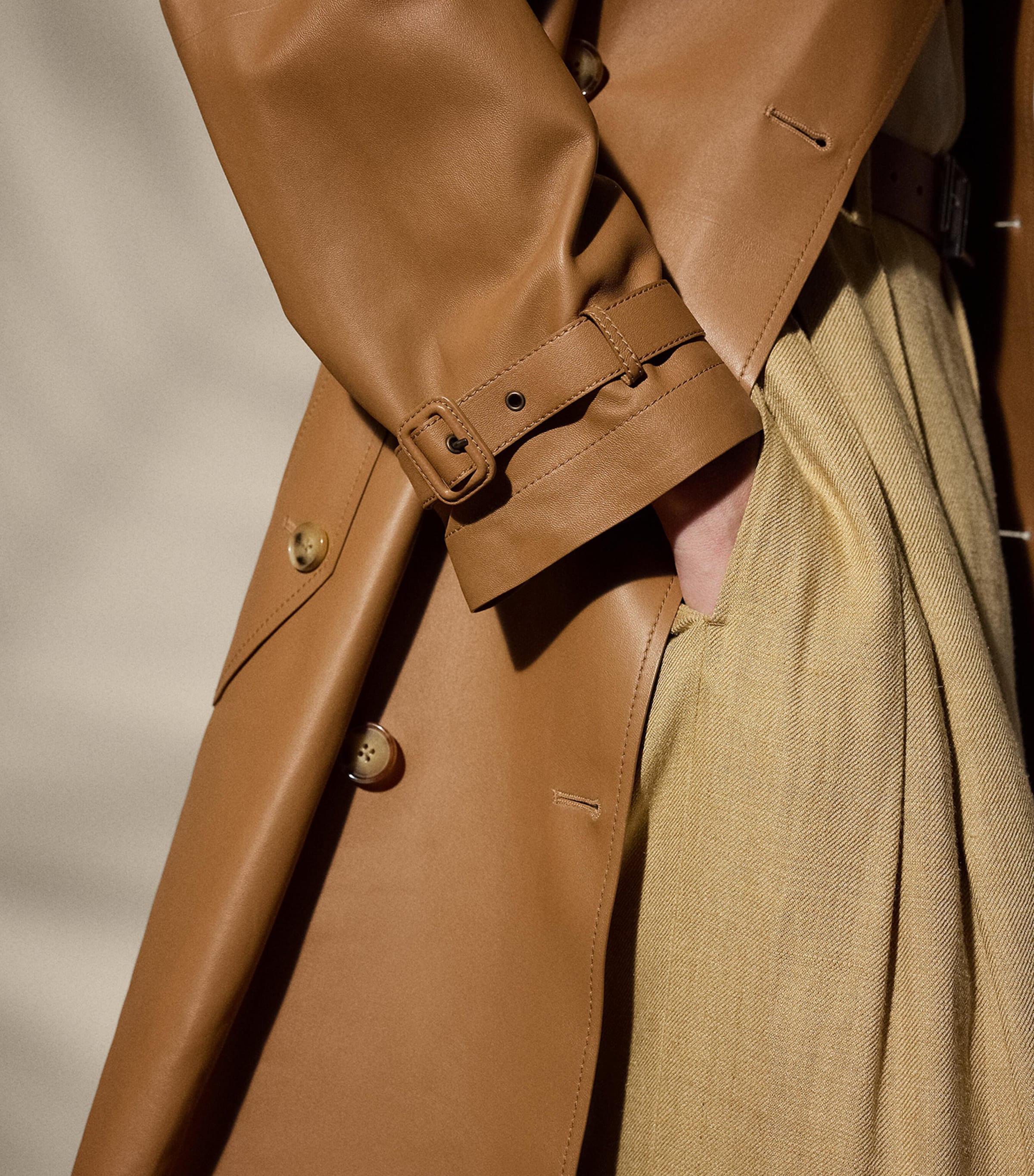 Ralph Lauren Collection Womens Lambskin Niles Trench Coat Caramel Image 6