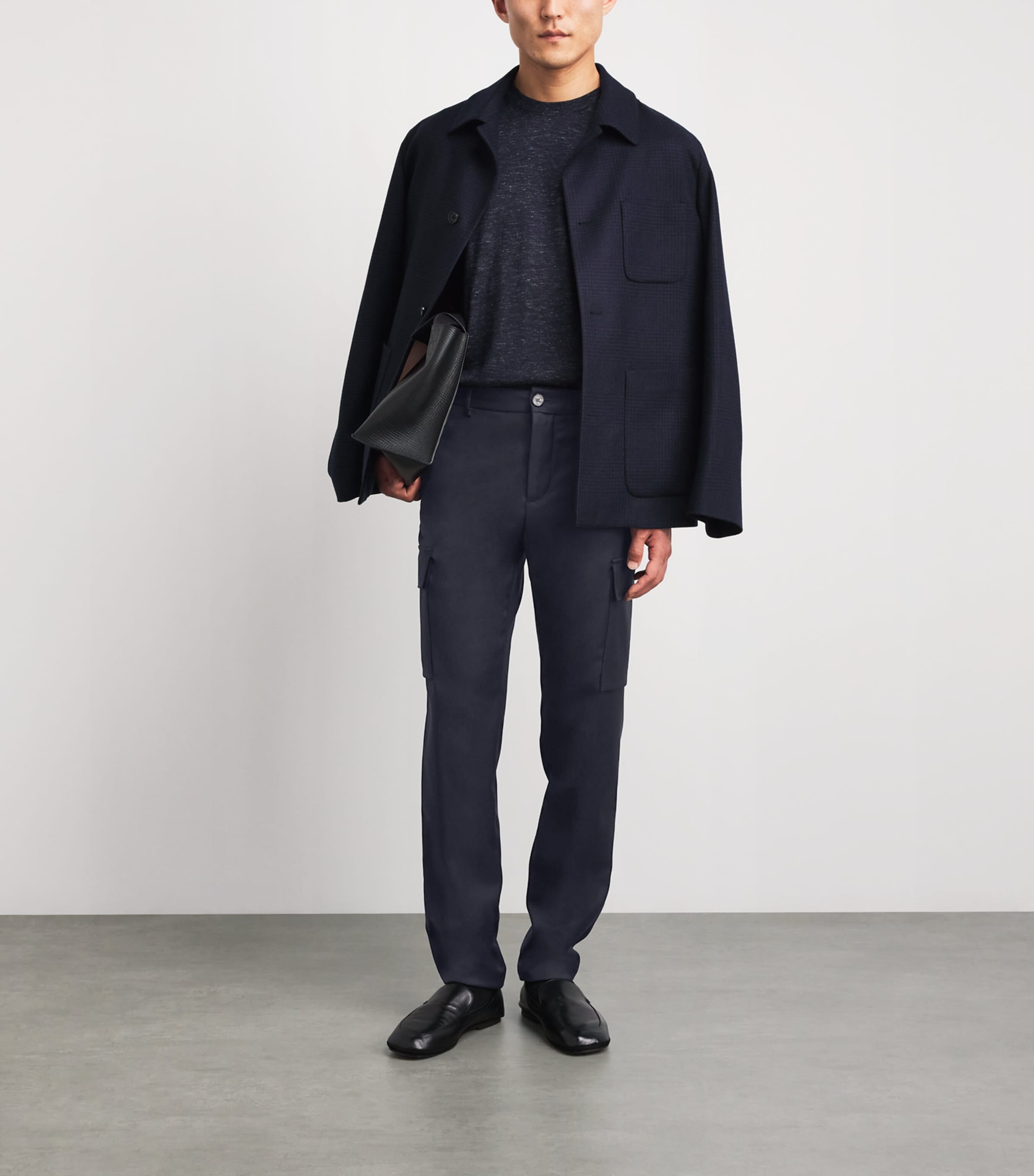 Paul & Shark Mens Virgin Wool Cargo Trousers Blue Image 2