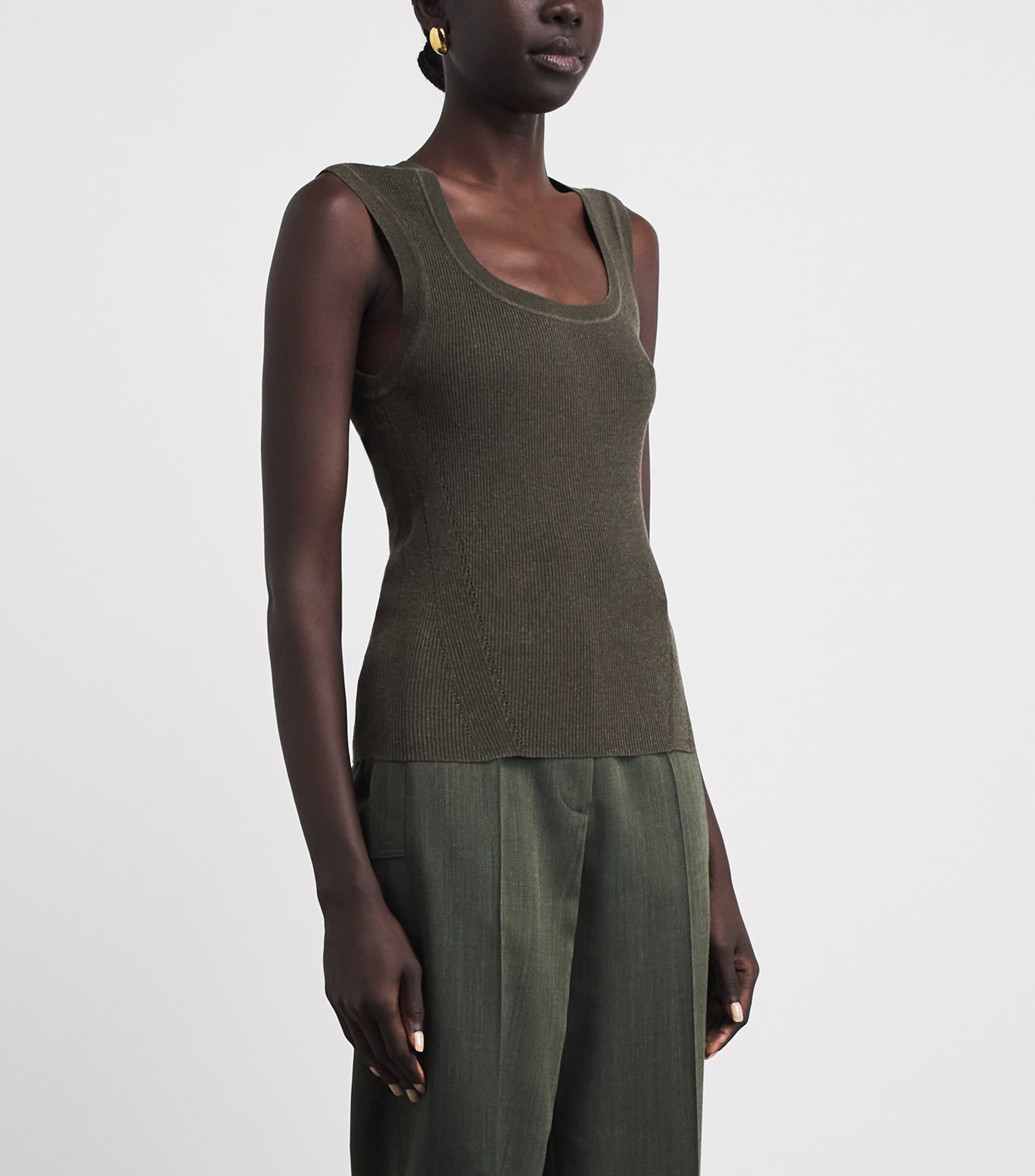 Joseph Womens Knit Scoop-Neck AlaouTop Palm Leaf Image 4