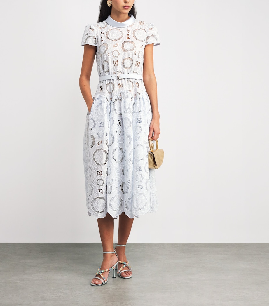 Lace Floral Midi Dress BLUE Image 2