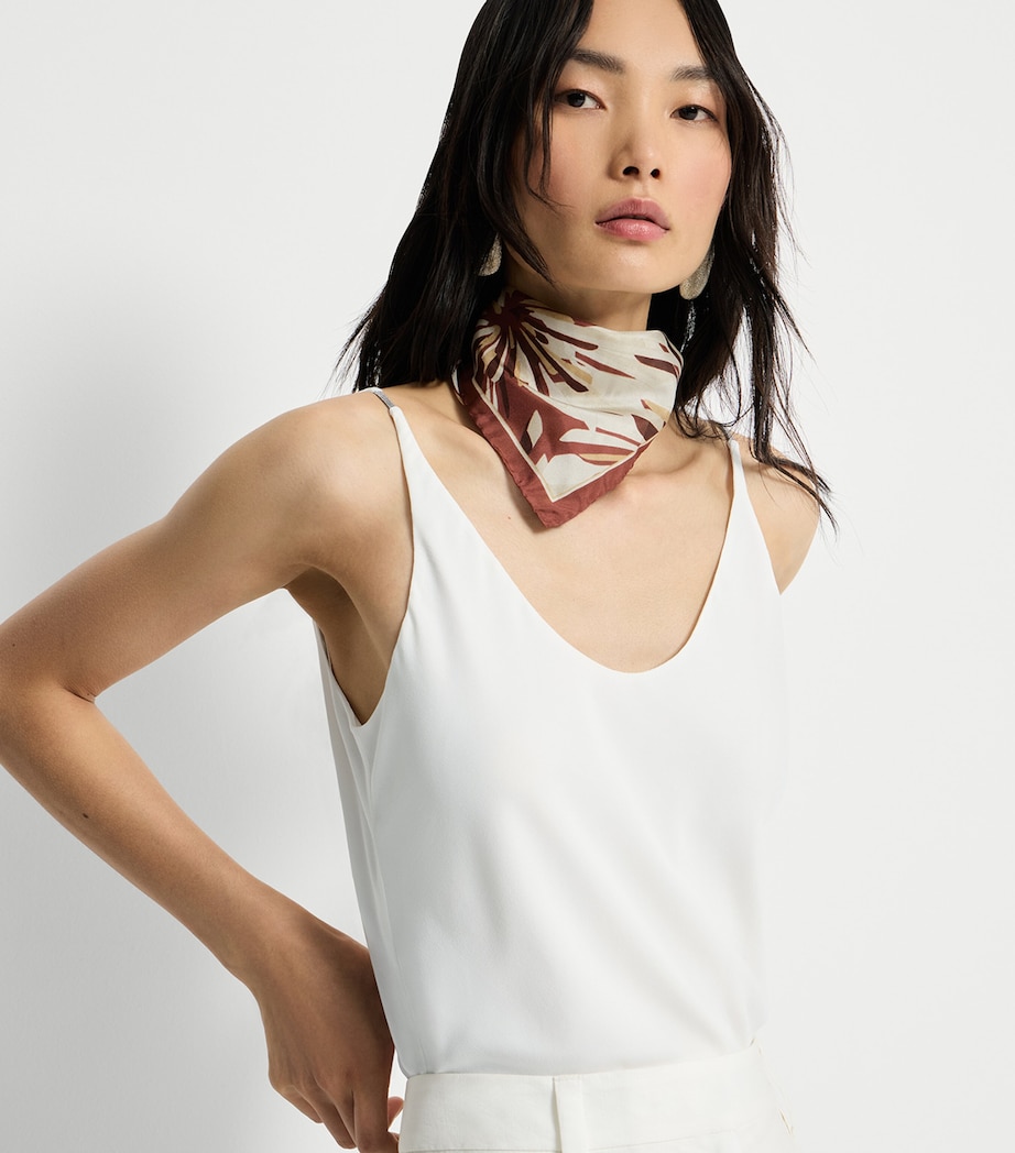 Brunello Cucinelli Womens Sable Silk Crepe Tank Top Image 2