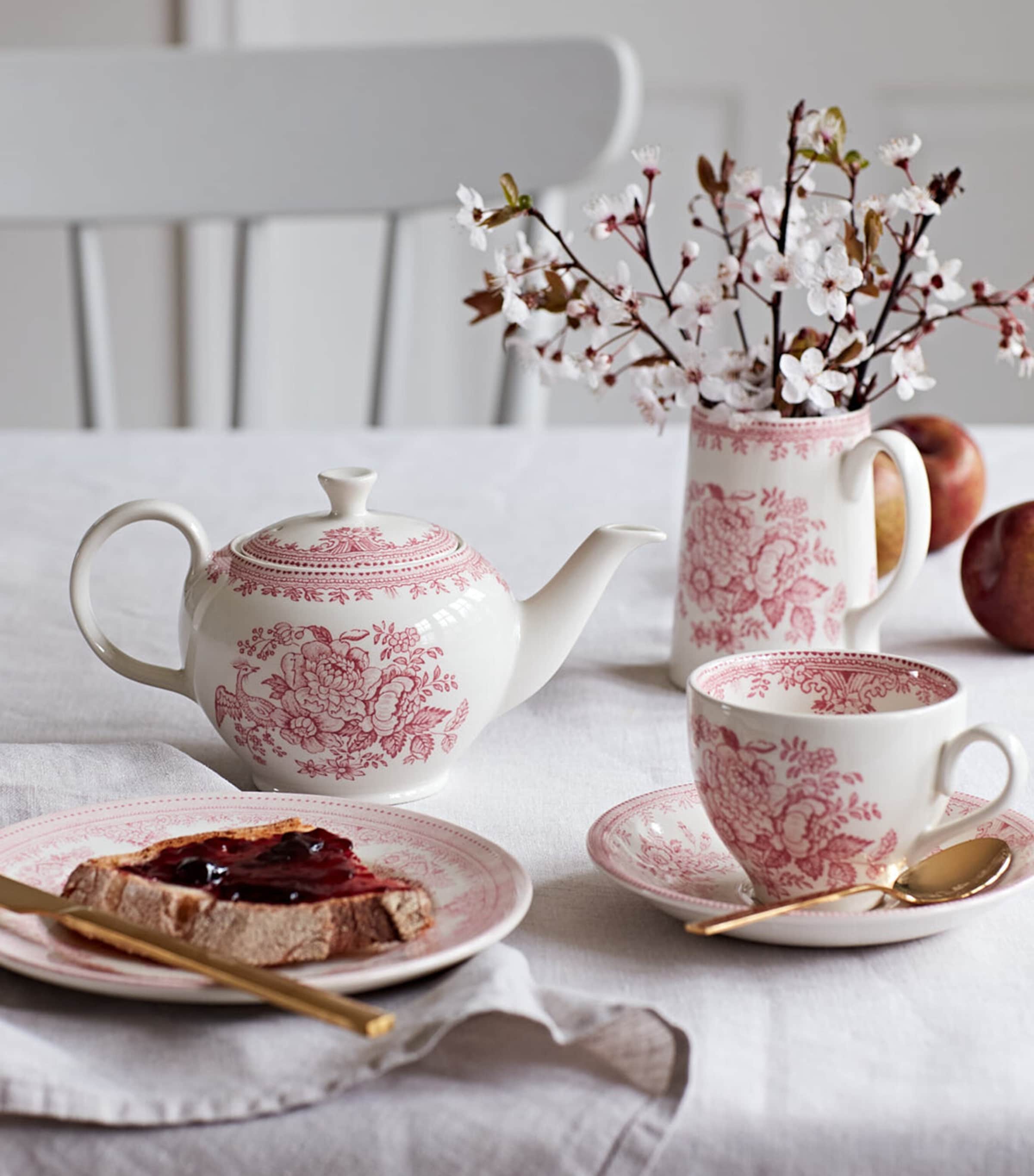 Burleigh Pink Asiatic Pheasants Teacup and Saucer | Harrods CH