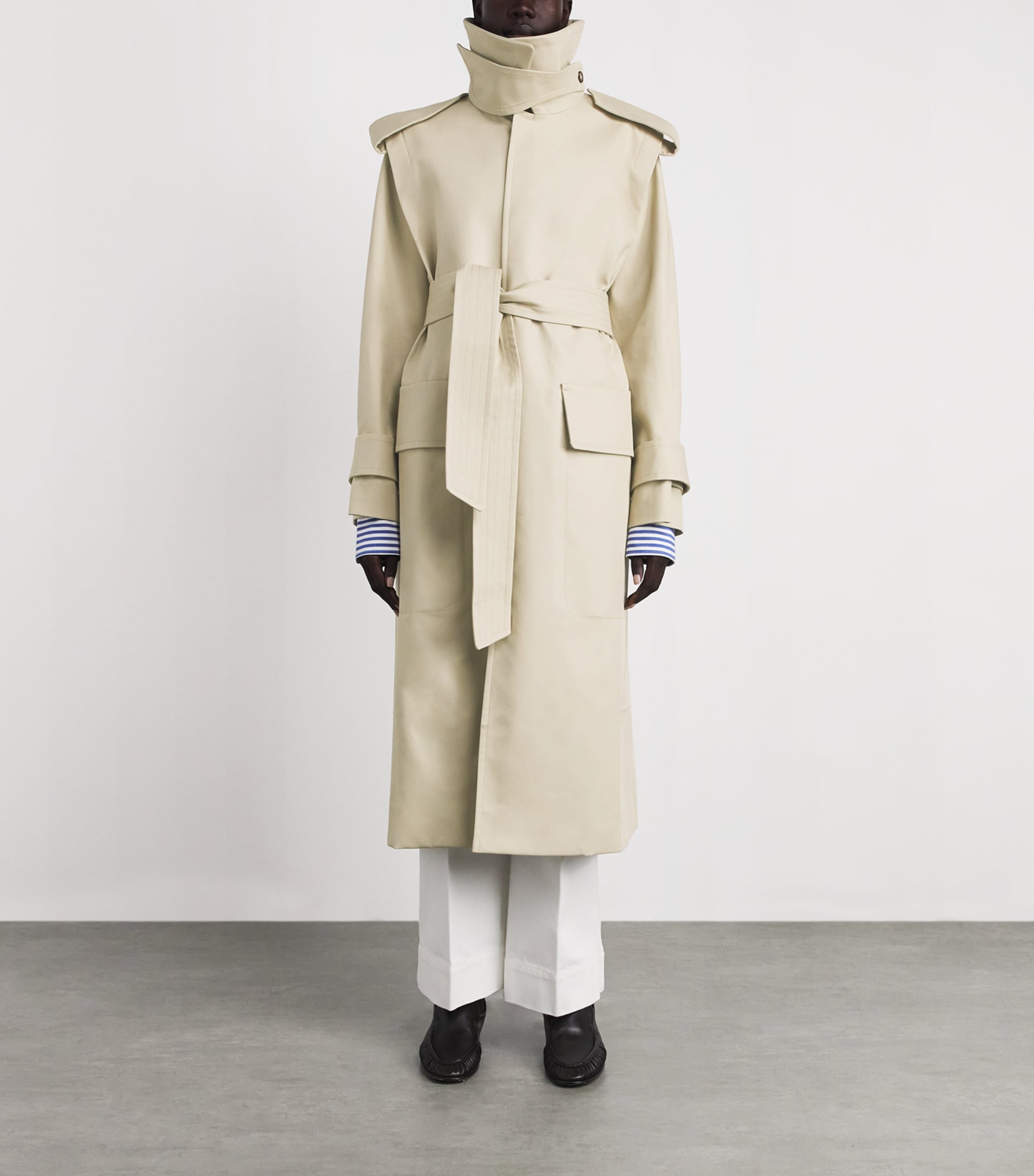 Victoria Beckham Womens Cotton Philippa Trench Coat Beige Image 4