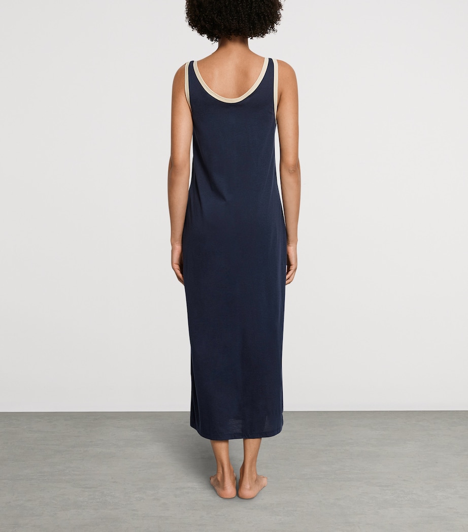 Hanro Womens Cotton-Blend Laura Nightdress Deep Navy Image 3
