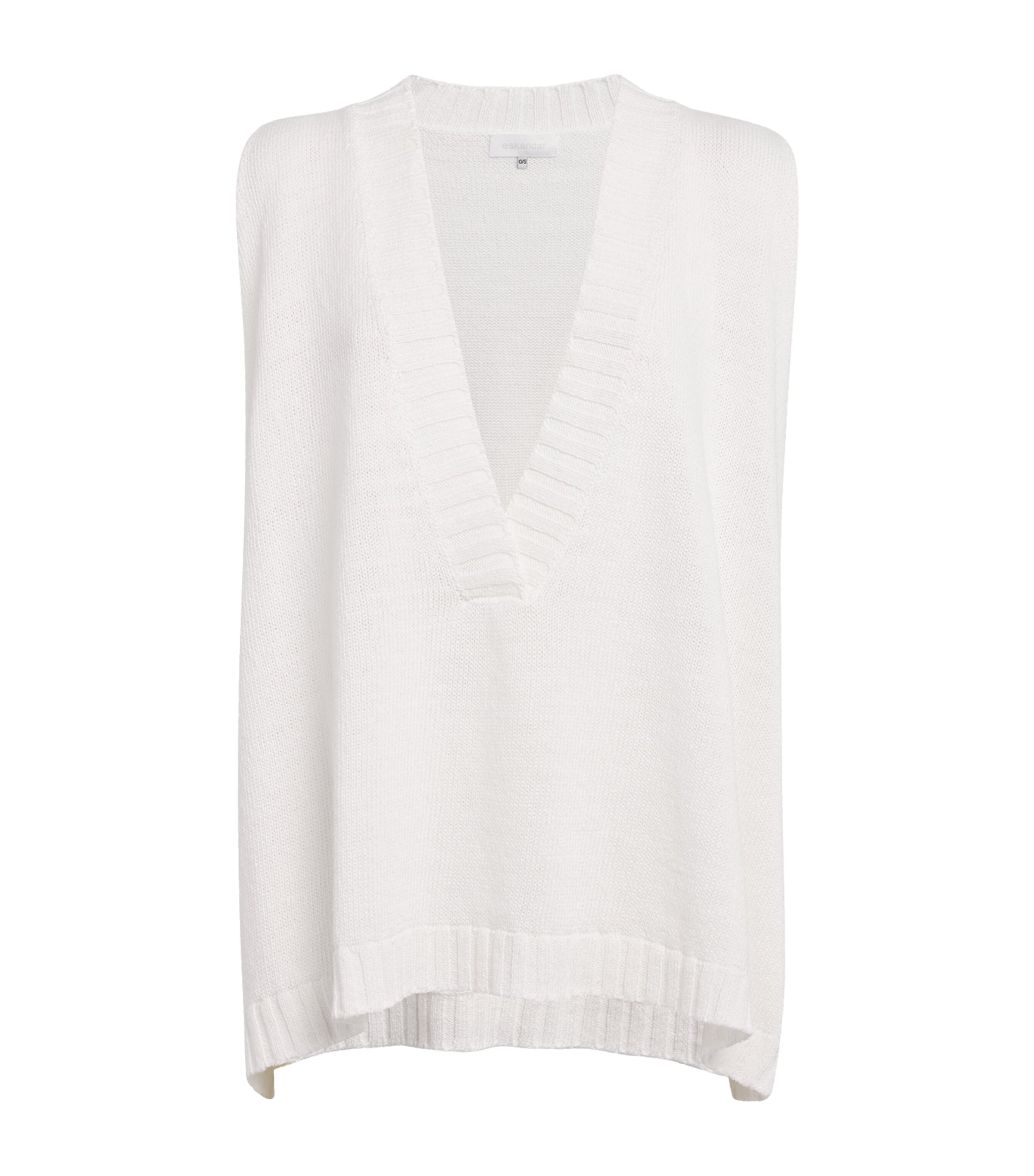 Eskandar Cotton-linen V-neck Sweater Vest