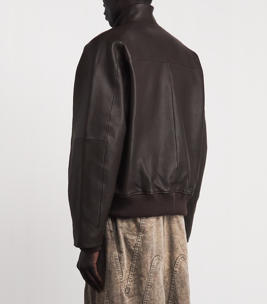 Won Hundred Mens Leather Bomber Jacket Coffee Bean Image 5