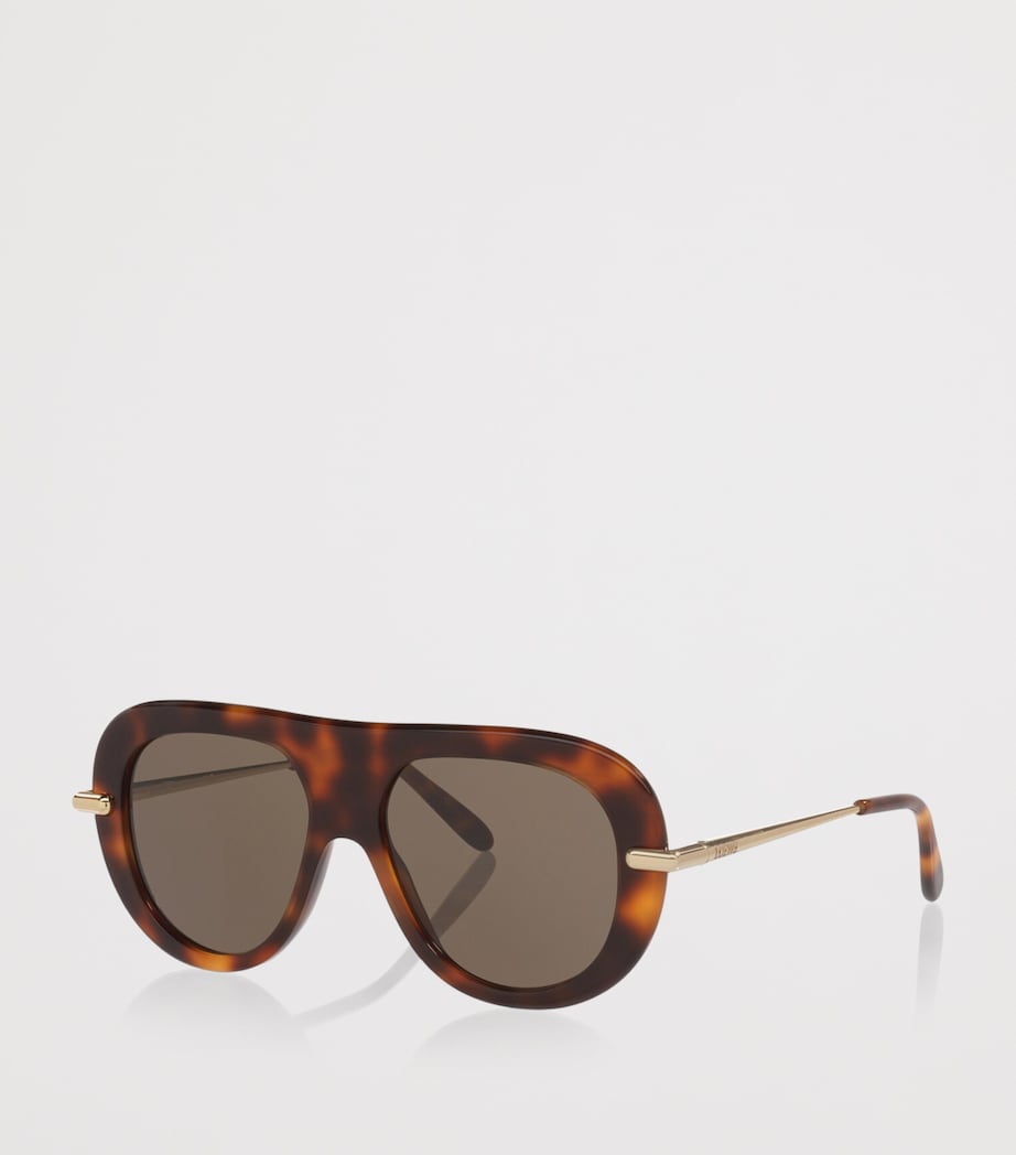 LOEWE Tortoiseshell Slim Pilot Sunglasses Brown Image 2
