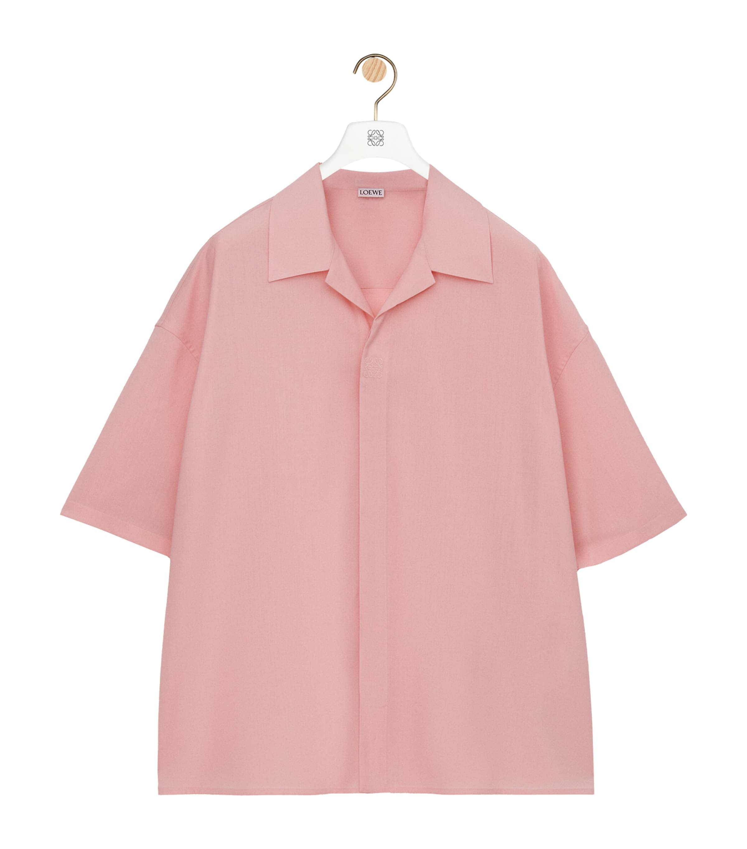Loewe Wool-blend Short-sleeve Shirt In Pink