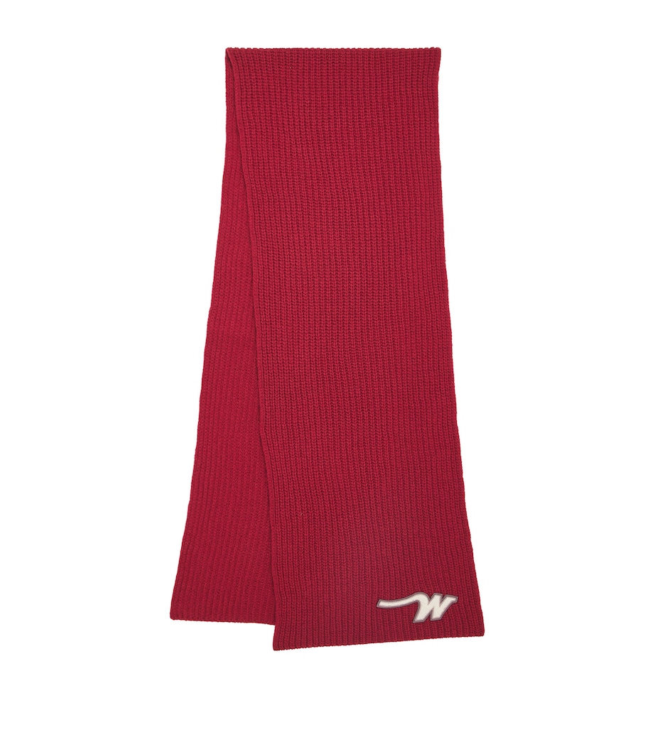 Virgin Wool Knitted Scarf BERRY RED Image 1