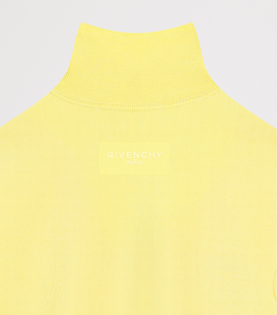 Givenchy Womens Knit Cap-Sleeve Mini Dress Acid Yellow Image 4