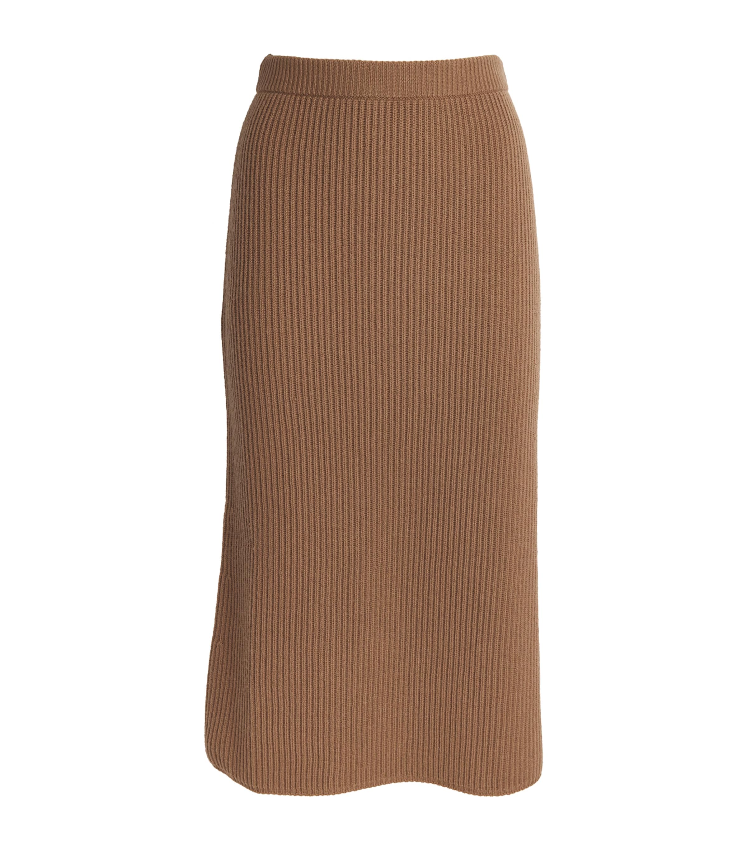 Max Mara Wool-cashmere Midi Skirt In Beige