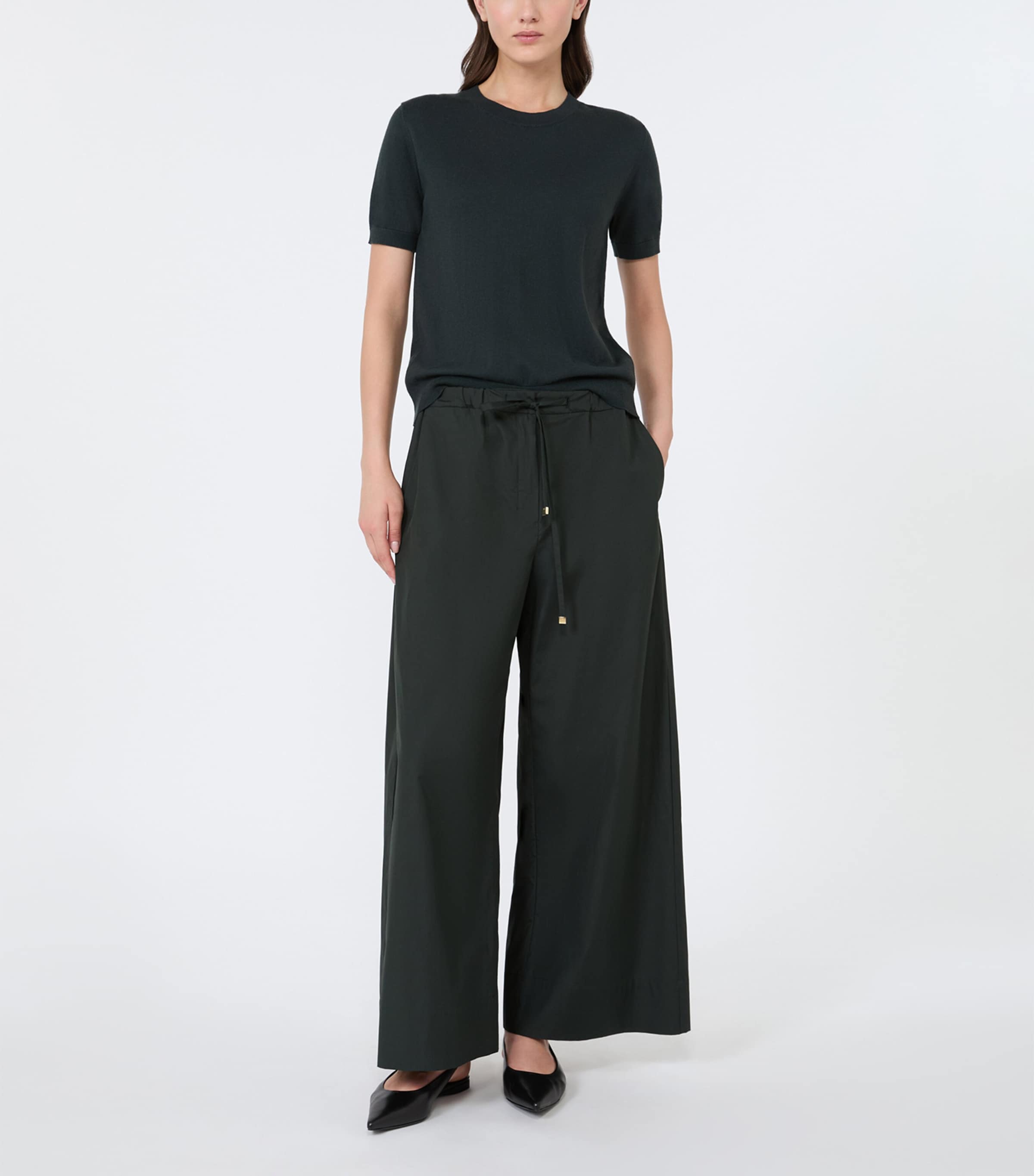 Max Mara Womens Cashmere-Blend Knitted T-Shirt Dark Green Image 2