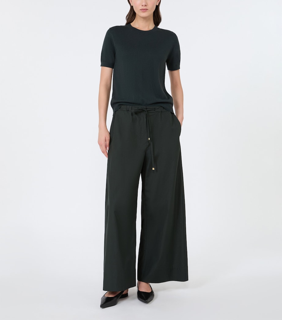 Max Mara Womens Cashmere-Blend Knitted T-Shirt Dark Green Image 2
