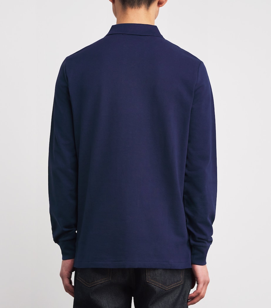 Polo Ralph Lauren Mens Cotton Long-Sleeve Polo Shirt Navy Image 4