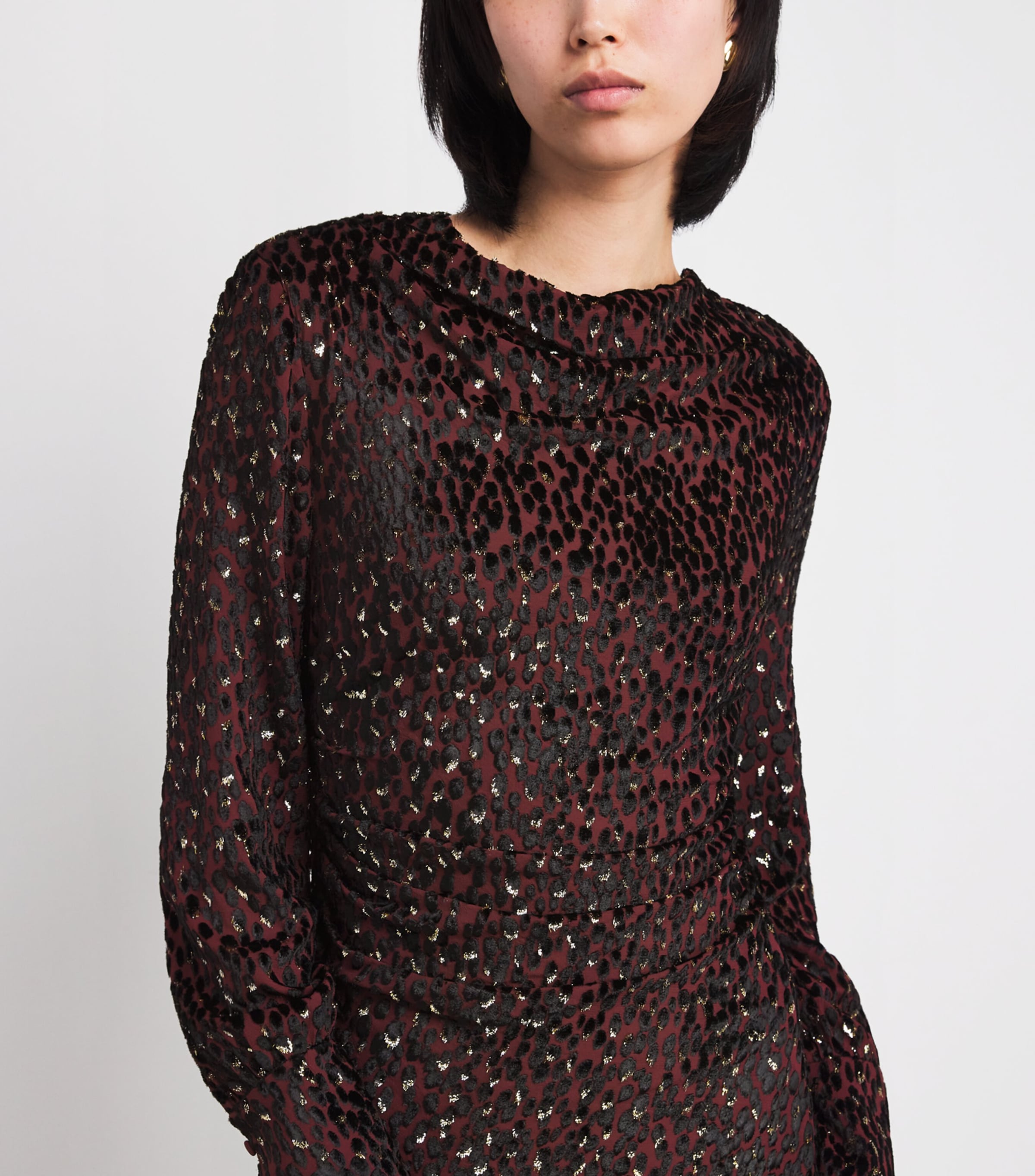 Draped Ashby Maxi Dress OXBLOOD MULTI Image 4