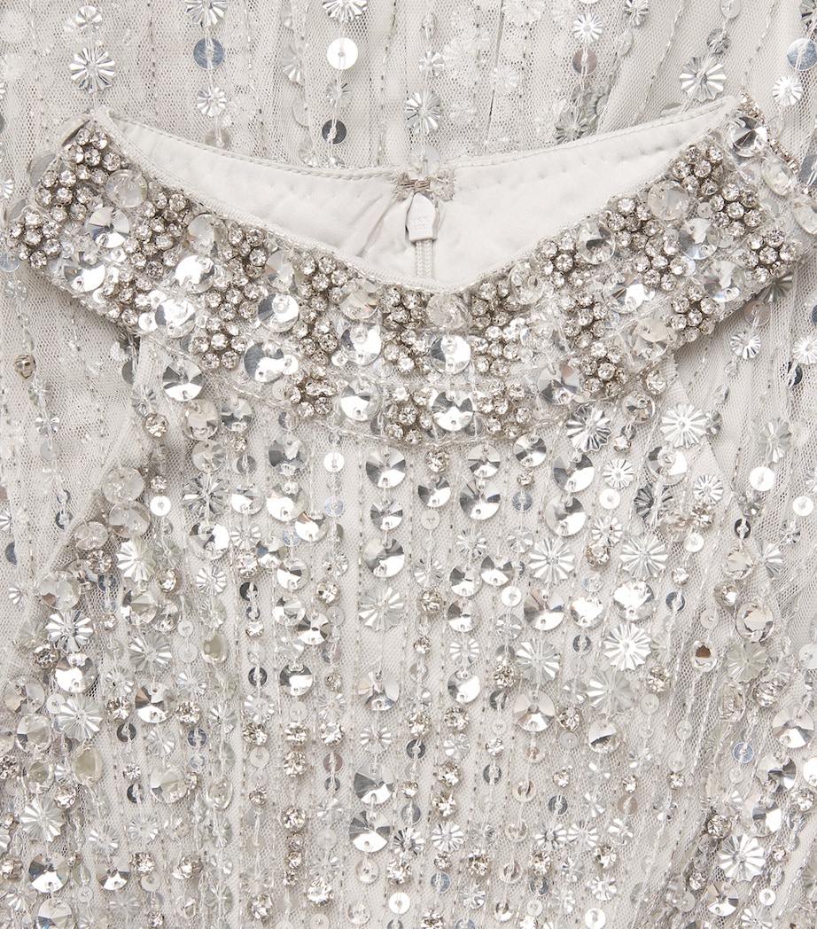 Jenny Packham Womens Sequinned Whisper Gown Platinum Image 6