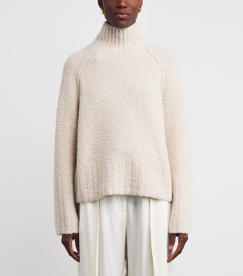 Wool-Alpaca Bouclé Sweater PALE OATMEAL Image 3