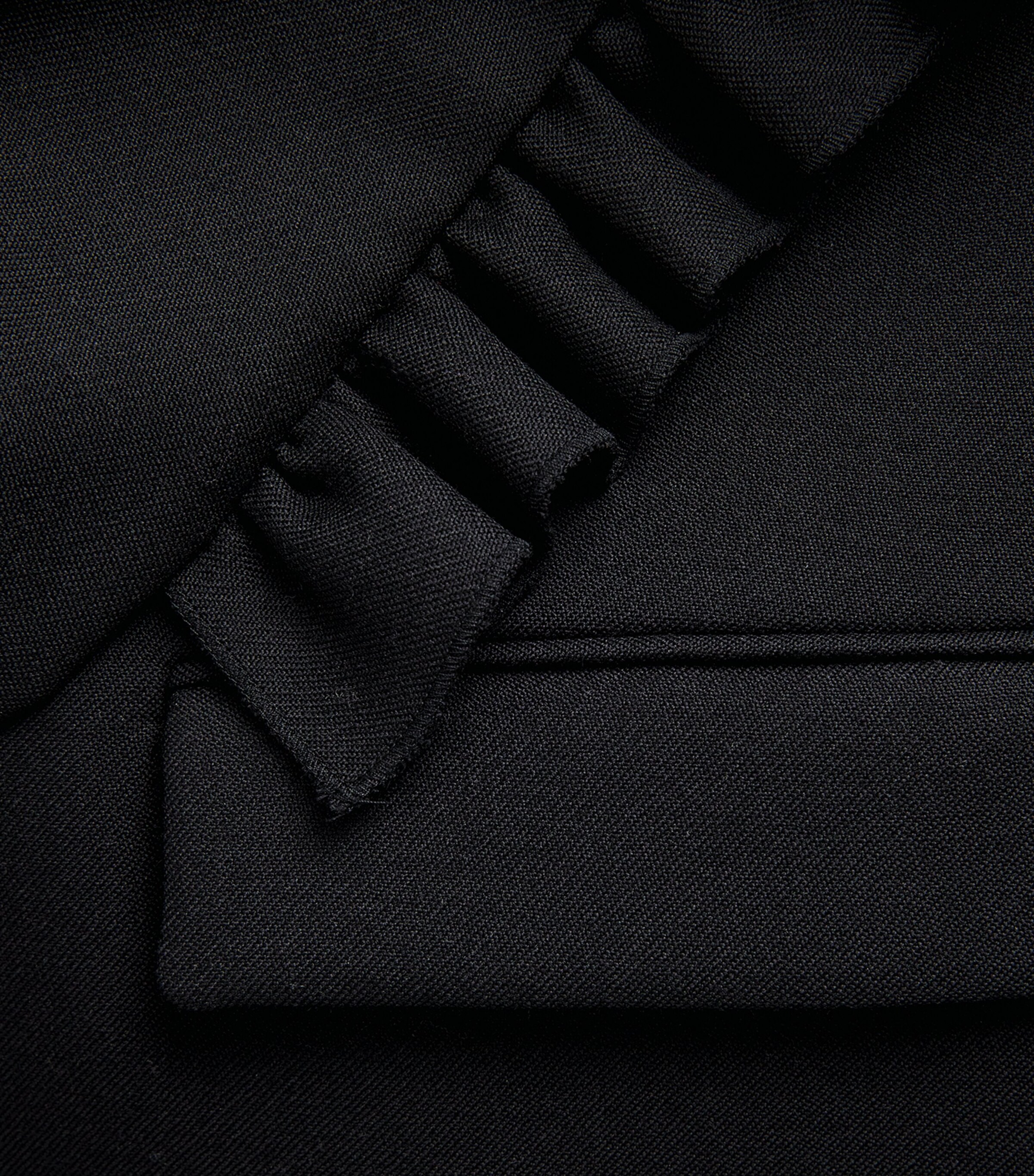 Organic Wool Frilled Coat 0999 BLACK Image 5