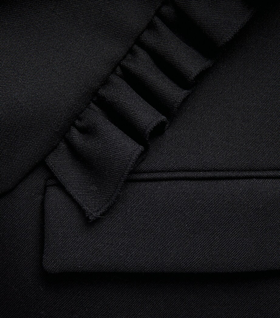 Organic Wool Frilled Coat 0999 BLACK Image 5