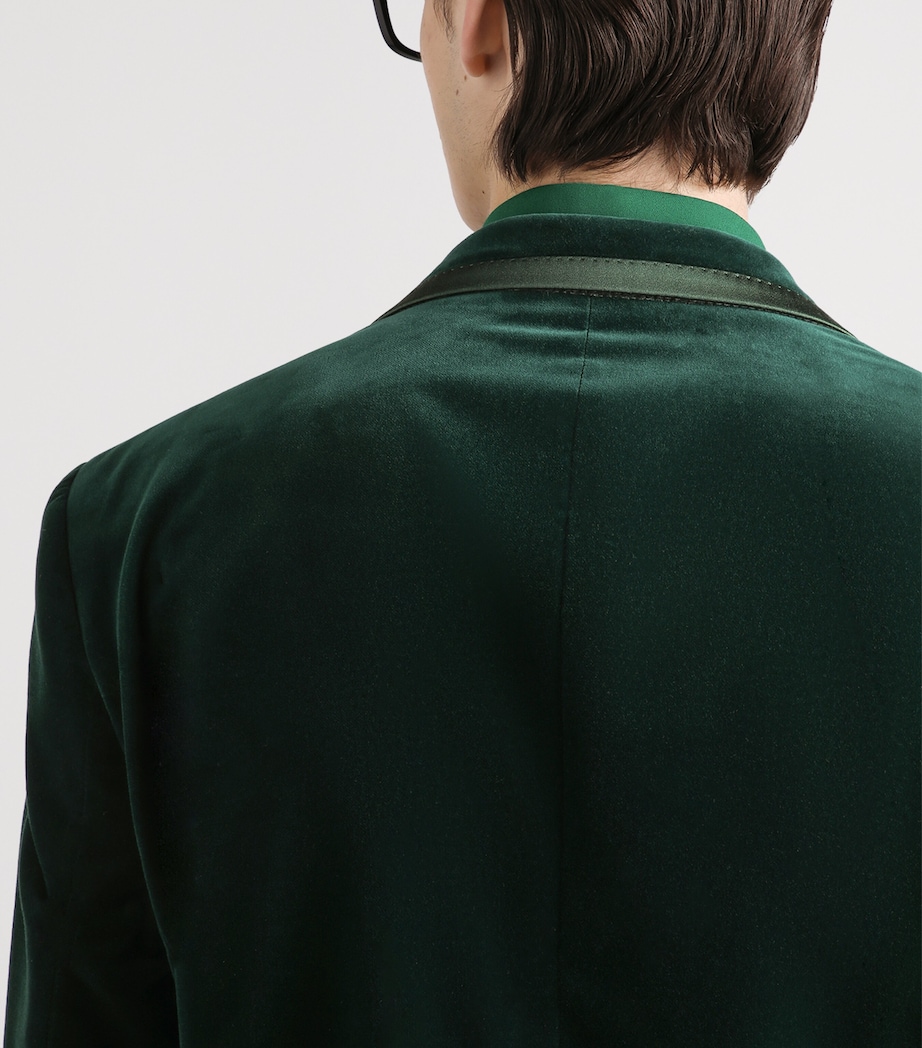 Dolce&Gabbana Mens Velvet Single-Breasted Blazer Dark Green Image 5