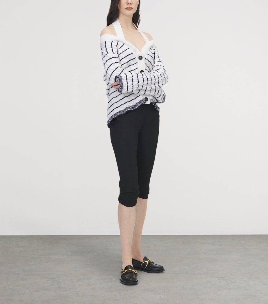 McQueen Womens Striped Off-the-Shoulder Cardigan Image 4