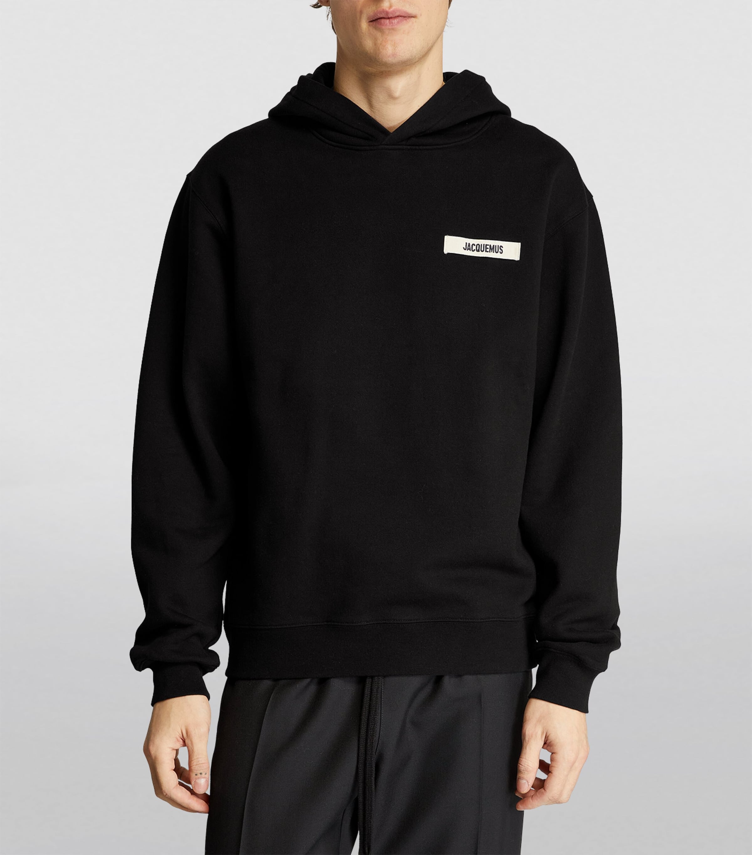 Grosgrain Logo Hoodie 990 BLACK Image 3