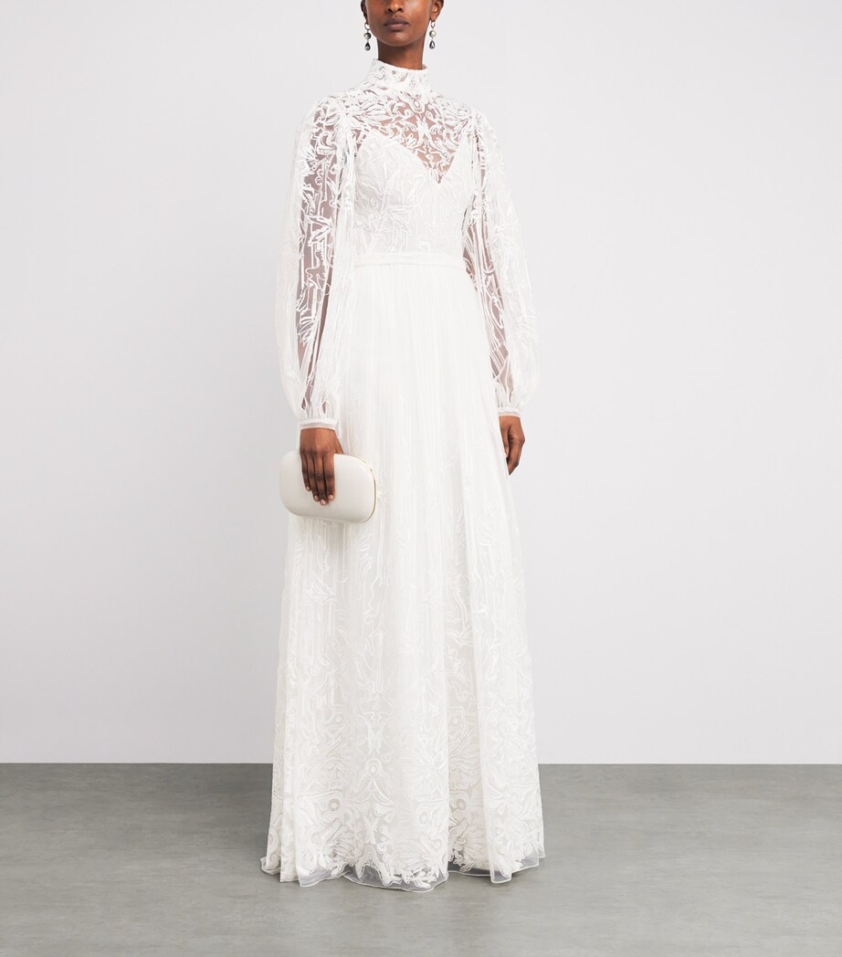 Tulle Embroidered High-Neck Gown 111001 WHTE ALYSSIUM Image 2