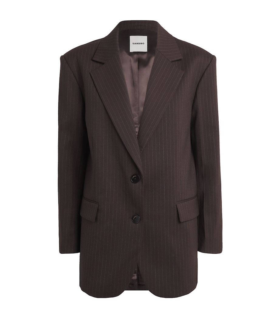 Sandro Paris Womens Striped Single-Breasted Blazer Marron / Bleu Image 1