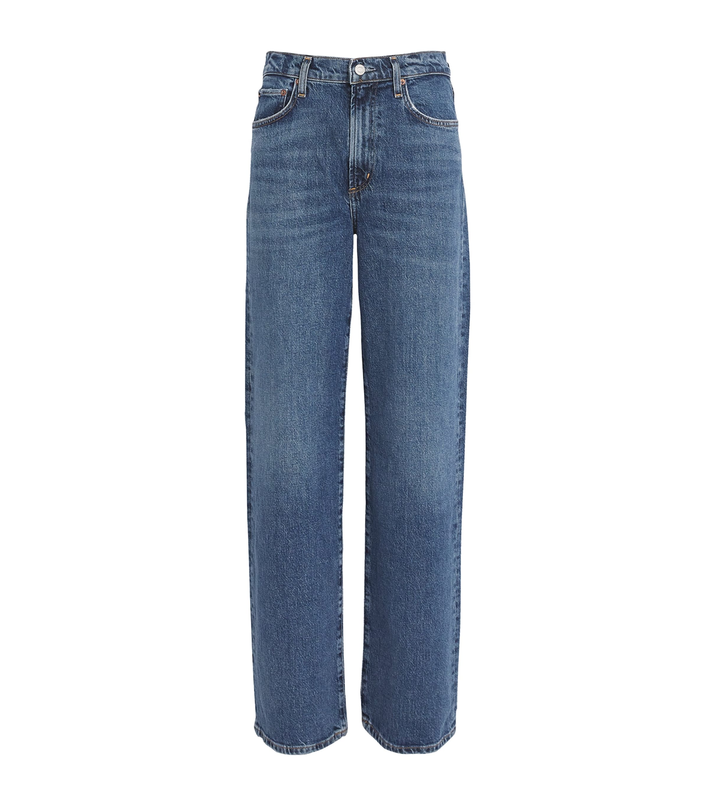 Agolde Valen Straight Leg Jeans With Faded Wash In Blue