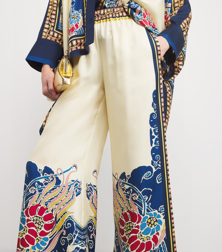 Silk Wide-Leg Palazzo Trousers BU03LEMURIA PLACEE Image 5